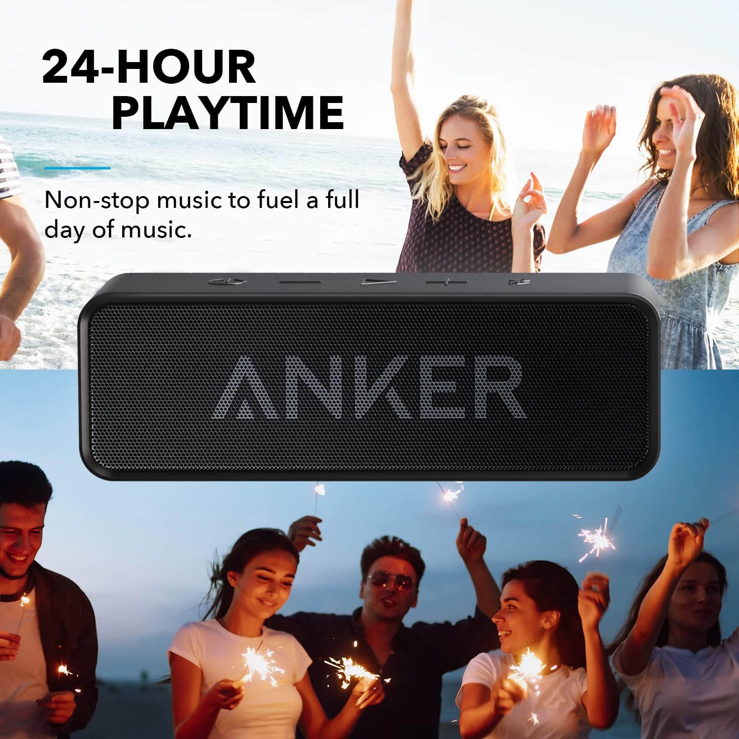 ORANGLES Upgraded Bluetooth Speaker – IPX5 Waterproof Portable Wireless Speaker with Stereo Sound, 24H Playtime for iPhone, Samsung & More (Black) - detailed closeup view - Image 3 of 4 | great for travel | Texas | Free Shipping ORANGLES