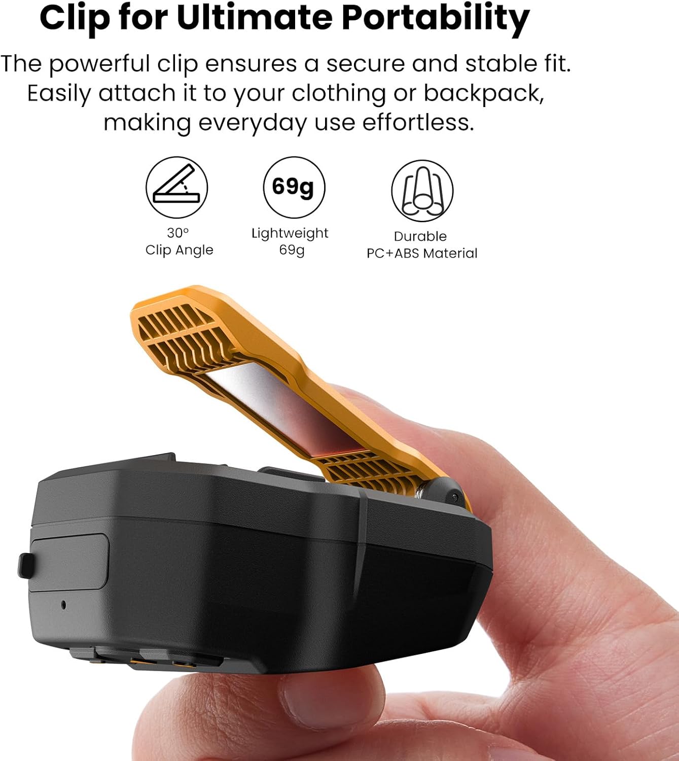 ORANGLES PM1 AI Smart Speaker – Wearable Clip-On Bluetooth Speaker with AI Assistant, Built-in Mic, 20H Playtime, Hands-Free Portable Wireless Speaker - angled perspective - Image 4 of 4 | excellent for daily use | New York | Free Shipping ORANGLES