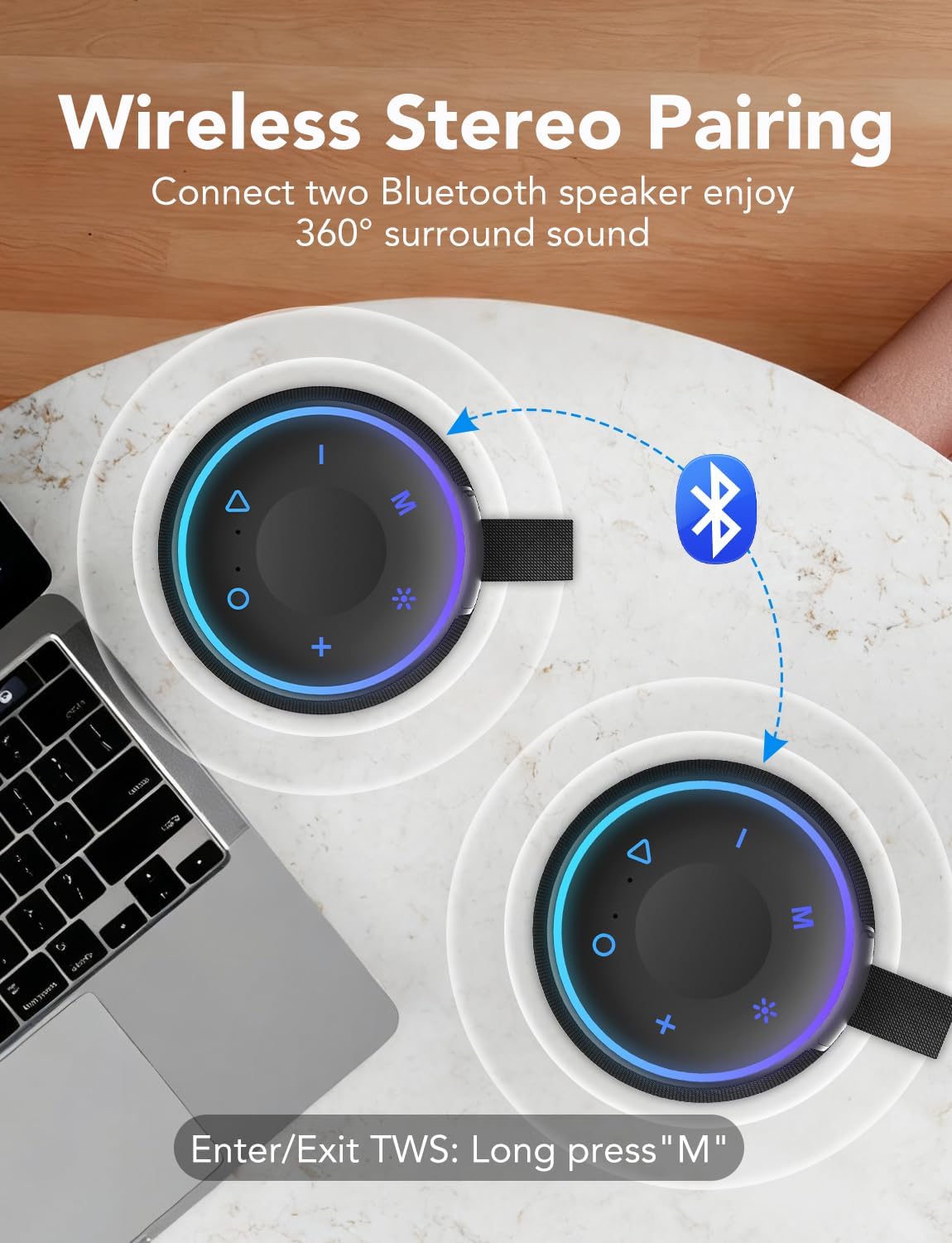 ORANGLES Portable Bluetooth Speaker Bluetooth 5.4 – 30W Dual Speaker 2.0 Channel Deep Bass, IPX7 Waterproof, 30H Playtime, RGB Lights & TWS Pairing for Outdoor, Party & Travel - high resolution display - Image 2 of 4 | perfect for office | California | Free Shipping ORANGLES