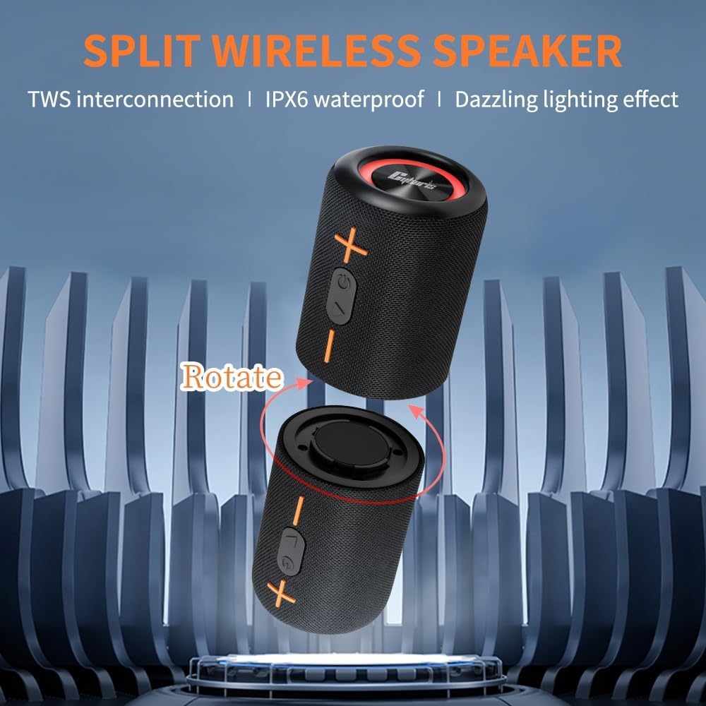 ORANGLES 2-in-1 Portable Split Bluetooth Speaker – Waterproof Wireless V5.3 Speaker with 20W Loud Stereo Sound, 24H Playtime & TWS Pairing for Home, Outdoor & Travel - angled perspective - Image 4 of 4 | excellent for daily use | New York | Free Shipping ORANGLES