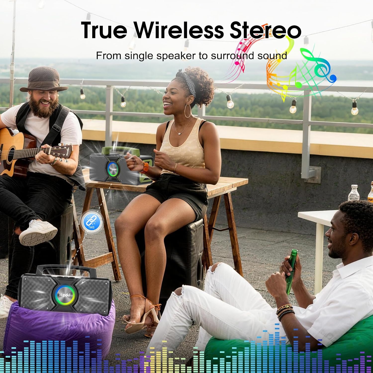 ORANGLES Hupoaf Bluetooth Wireless Speaker 160W Max – Outdoor Boombox with Loud Bass, IPX7 Waterproof, TWS Pairing & All-Day Battery for Party, Beach & Garage - high resolution display - Image 2 of 5 | perfect for office | California | Free Shipping ORANGLES