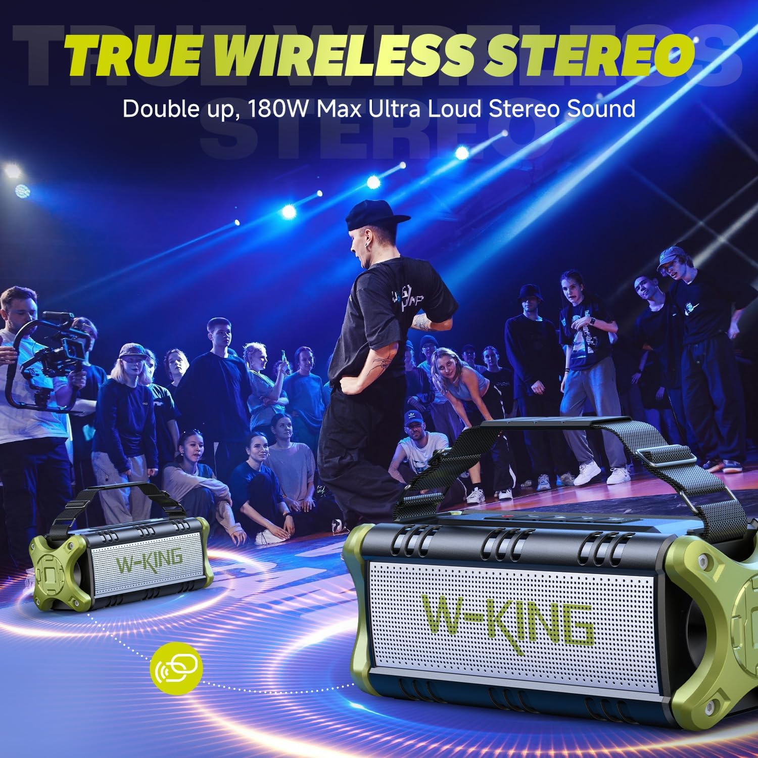 ORANGLES Portable Bluetooth Wireless Speaker 90W Max – Outdoor Boombox with 50W Deep Bass, IPX6 Waterproof, 40H Playtime, EQ & Dual Pairing for Beach, Garage & Jobsite - high resolution display - Image 2 of 4 | perfect for office | California | Free Shipping ORANGLES