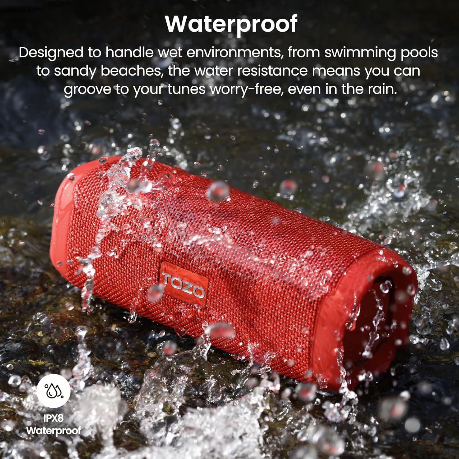 ORANGLES TOZO PA2 Bluetooth Speaker – Dual Drivers & Dual Bass Diaphragms, Deep Bass Loud Stereo Sound, 25H Playtime, Custom EQ App Portable Wireless Speaker (Red) - high resolution display - Image 2 of 4 | perfect for office | California | Free Shipping ORANGLES