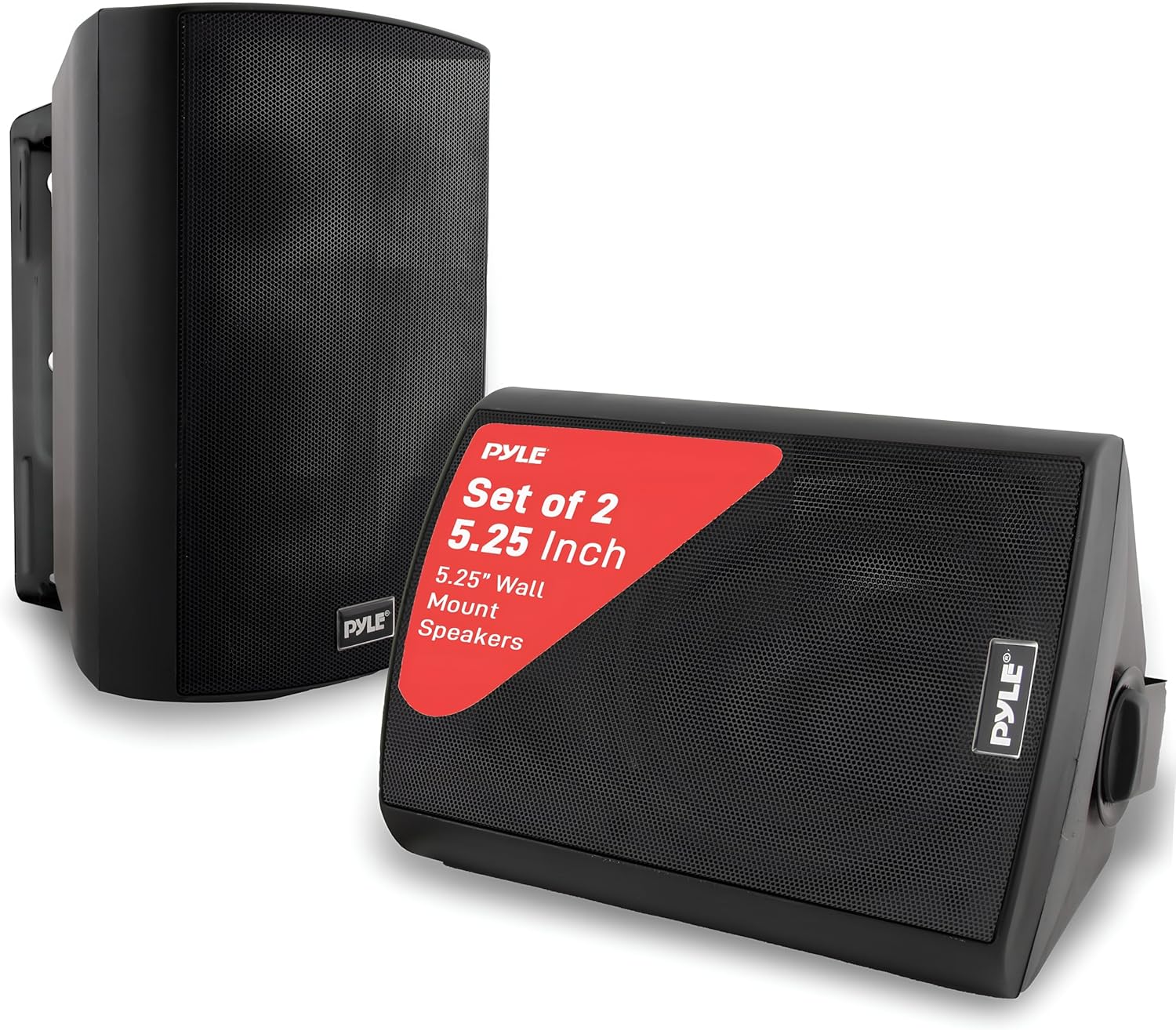 ORANGLES Pyle Waterproof Wall Mount Speaker System – 5.25 Inch Bluetooth Indoor/Outdoor Stereo Speakers with Active & Passive Pair, AUX Input (PDWR52BTBK Black)  - Main Product Image - professional product shot | Buy Pyle Waterproof Wall Mount Speaker System – 5.25 Inch Bluetooth Indoor/Outdoor Stereo Speakers with Active & Passive Pair, AUX Input (PDWR52BTBK Black) online USA | ORANGLES