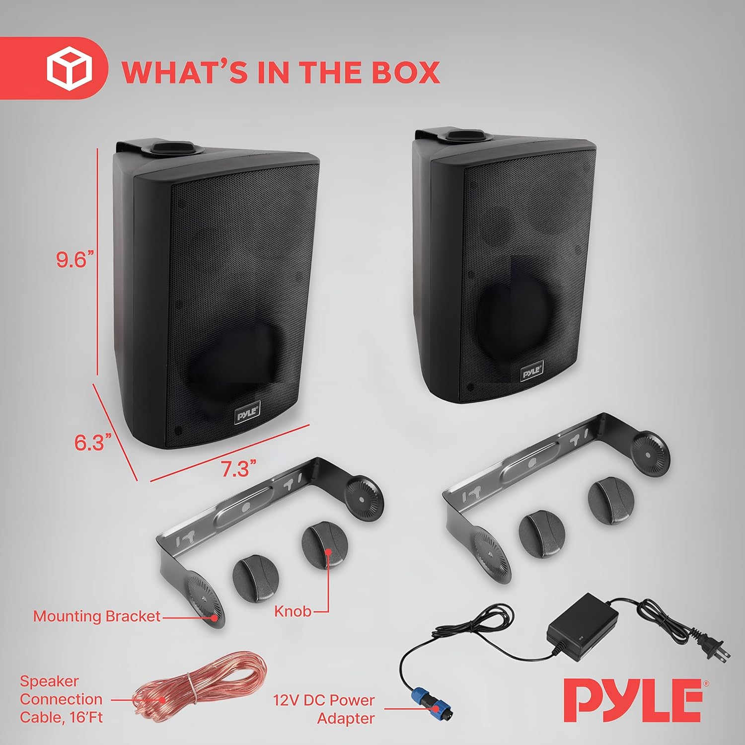 ORANGLES Pyle Waterproof Wall Mount Speaker System – 5.25 Inch Bluetooth Indoor/Outdoor Stereo Speakers with Active & Passive Pair, AUX Input (PDWR52BTBK Black) - elegant presentation - Image 6 of 6 | designed for enthusiasts | Illinois | Free Shipping ORANGLES