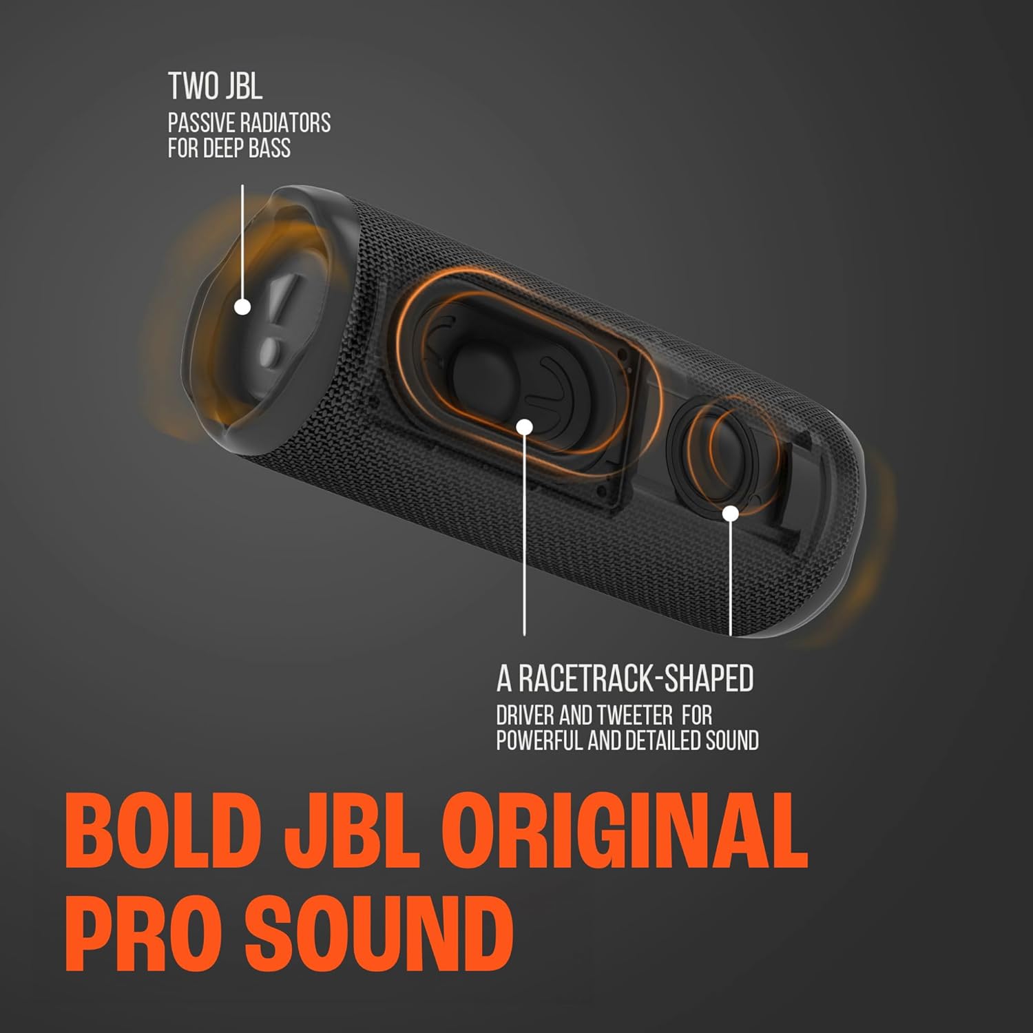ORANGLES JBL Flip 6 Bluetooth Speaker (Blue) Bundle with divvi! Protective Hardshell Case – Waterproof Portable Wireless Speaker with Deep Bass & Travel Protection - detailed closeup view - Image 3 of 4 | great for travel | Texas | Free Shipping ORANGLES