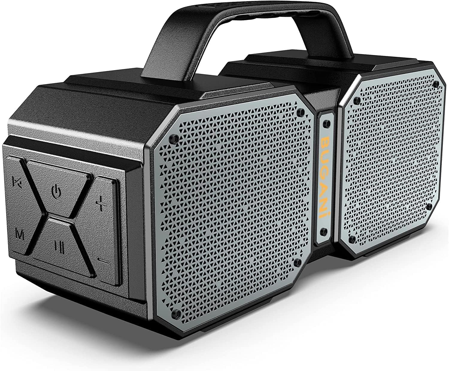 ORANGLES BUGANI Shock Bluetooth Speaker – Portable Bluetooth 5.3 Waterproof Outdoor Speaker with 60W Super Power & Deep Bass (Black)  - Main Product Image - professional product shot | Buy BUGANI Shock Bluetooth Speaker – Portable Bluetooth 5.3 Waterproof Outdoor Speaker with 60W Super Power & Deep Bass (Black) online USA | ORANGLES