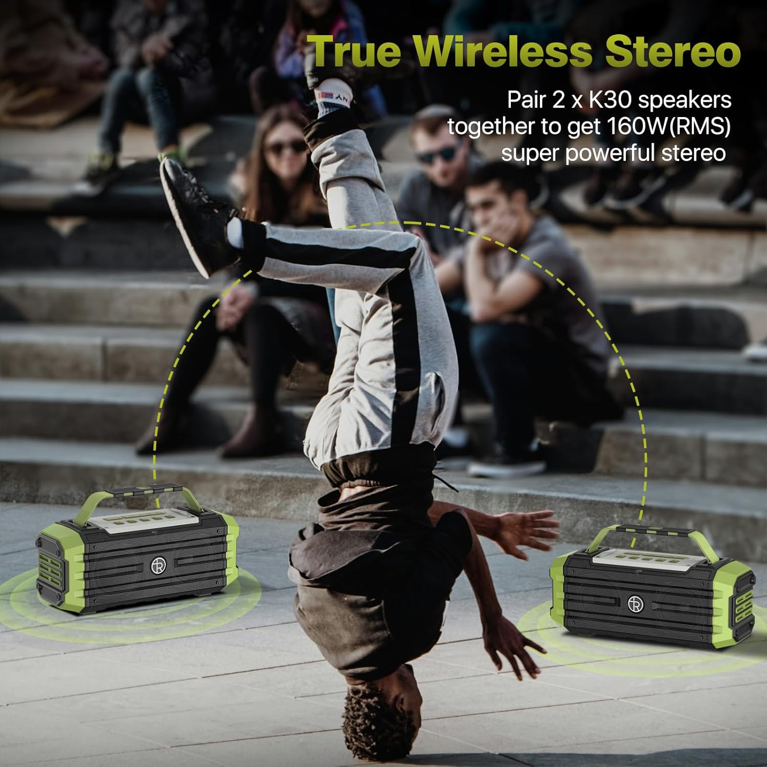 ORANGLES TOMPROAD Portable Bluetooth Speaker 120W Peak / 80W Wireless Boombox – Deep Bass, Hi-Fi Sound, TWS Pairing, IPX6 Waterproof Outdoor Speaker - high resolution display - Image 2 of 4 | perfect for office | California | Free Shipping ORANGLES