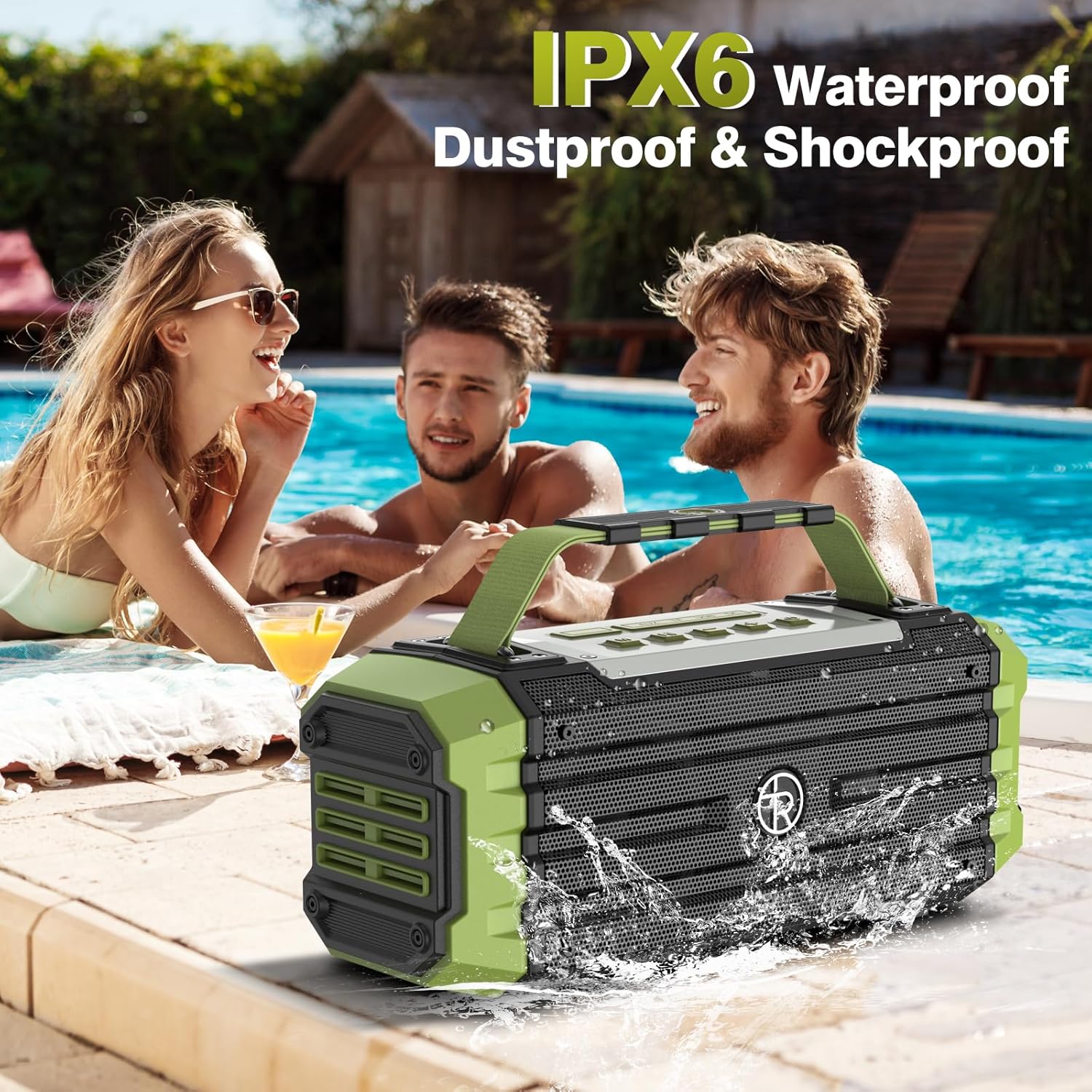 ORANGLES TOMPROAD Portable Bluetooth Speaker 120W Peak / 80W Wireless Boombox – Deep Bass, Hi-Fi Sound, TWS Pairing, IPX6 Waterproof Outdoor Speaker - detailed closeup view - Image 3 of 4 | great for travel | Texas | Free Shipping ORANGLES
