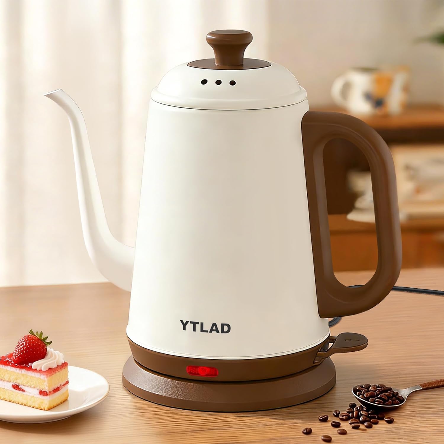 ORANGLES Gooseneck Electric Kettle 1L 1000W Fast Boil – 304 Stainless Steel BPA-Free Pour Over Coffee & Tea Kettle, Precise Spout, Auto Shut-Off & Boil-Dry Protection (Retro White)  - Main Product Image - professional product shot | Buy Gooseneck Electric Kettle 1L 1000W Fast Boil – 304 Stainless Steel BPA-Free Pour Over Coffee & Tea Kettle, Precise Spout, Auto Shut-Off & Boil-Dry Protection (Retro White) online USA | ORANGLES
