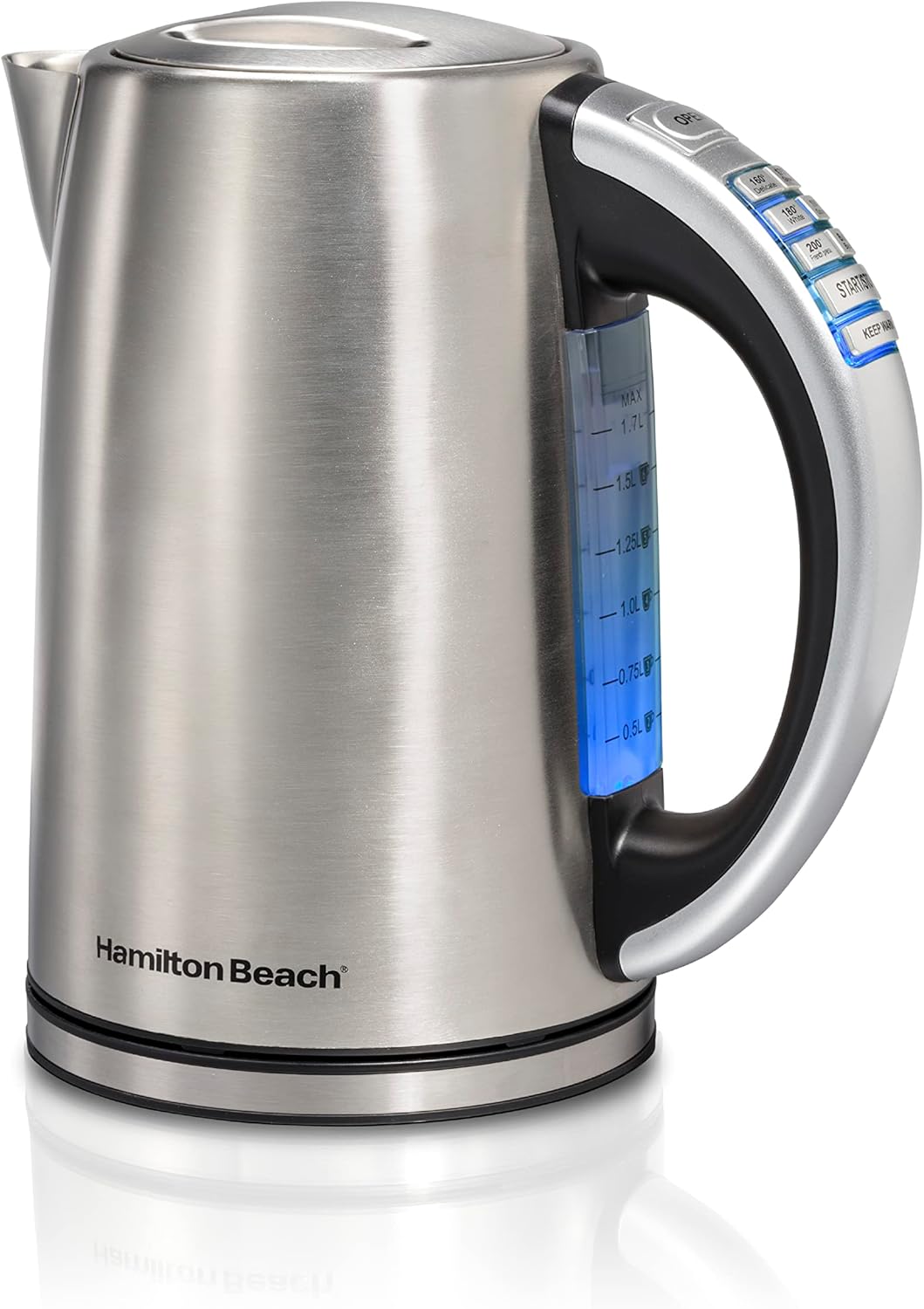 ORANGLES Hamilton Beach 1.7L Temperature Control Electric Kettle – 1500W Fast Boiling Water Boiler, BPA-Free Stainless Steel Cordless Tea Kettle with Auto Shut-Off & Boil-Dry Protection (41020R)  - Main Product Image - professional product shot | Buy Hamilton Beach 1.7L Temperature Control Electric Kettle – 1500W Fast Boiling Water Boiler, BPA-Free Stainless Steel Cordless Tea Kettle with Auto Shut-Off & Boil-Dry Protection (41020R) online USA | ORANGLES