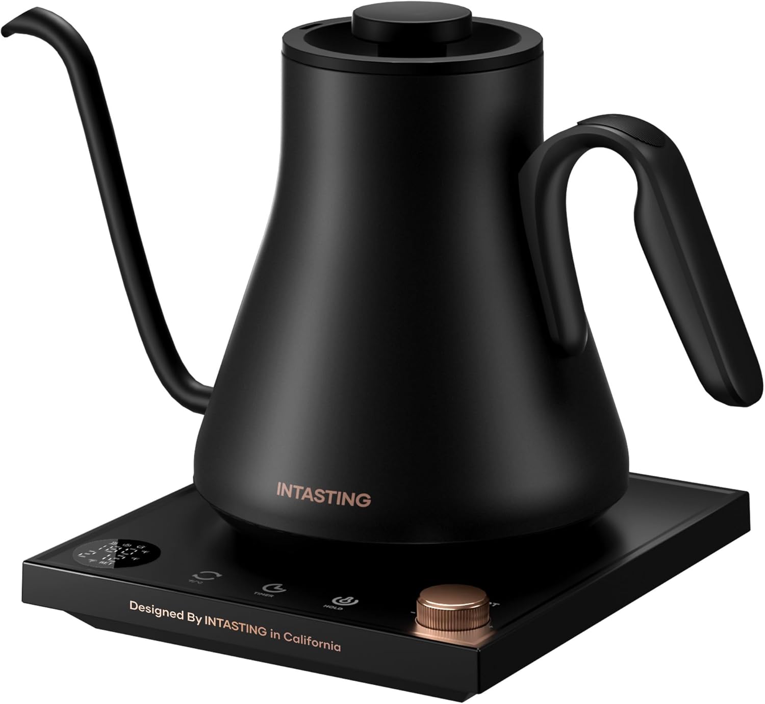 ORANGLES INTASTING Gooseneck Electric Kettle 0.9L – ±1℉ Precise Temperature Control, Stainless Steel Interior, Fast Heating Pour Over Coffee & Tea Kettle (Black)  - Main Product Image - professional product shot | Buy INTASTING Gooseneck Electric Kettle 0.9L – ±1℉ Precise Temperature Control, Stainless Steel Interior, Fast Heating Pour Over Coffee & Tea Kettle (Black) online USA | ORANGLES