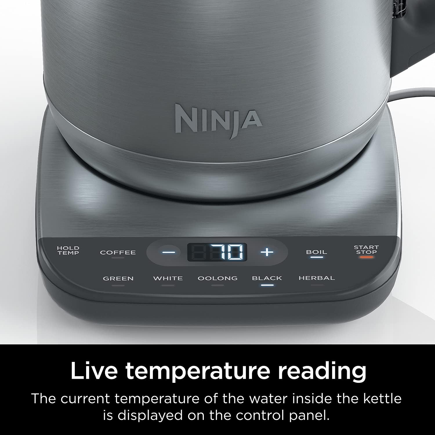 ORANGLES KT200 Precision Temperature Electric Kettle 1500W – 7-Cup Stainless Steel BPA-Free Tea Kettle with Keep Warm Function & Hold Temp Setting (Silver) - detailed closeup view - Image 3 of 4 | great for travel | Texas | Free Shipping ORANGLES