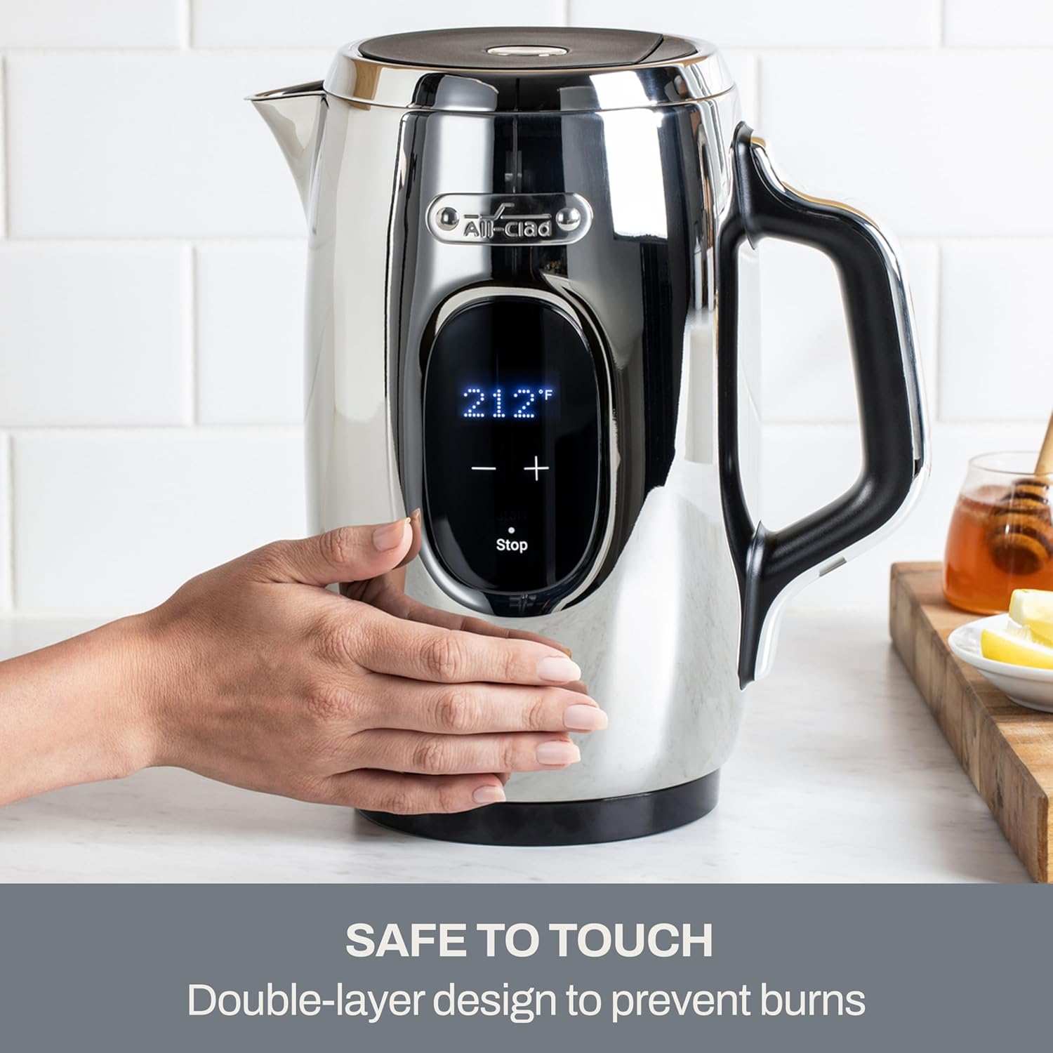 ORANGLES Stainless Steel Electric Kettle 1.5L – 1500W Fast Boiling Tea Kettle with Adjustable Temperature, Keep Warm Function & Cool Touch Design (Silver) - detailed closeup view - Image 3 of 4 | great for travel | Texas | Free Shipping ORANGLES