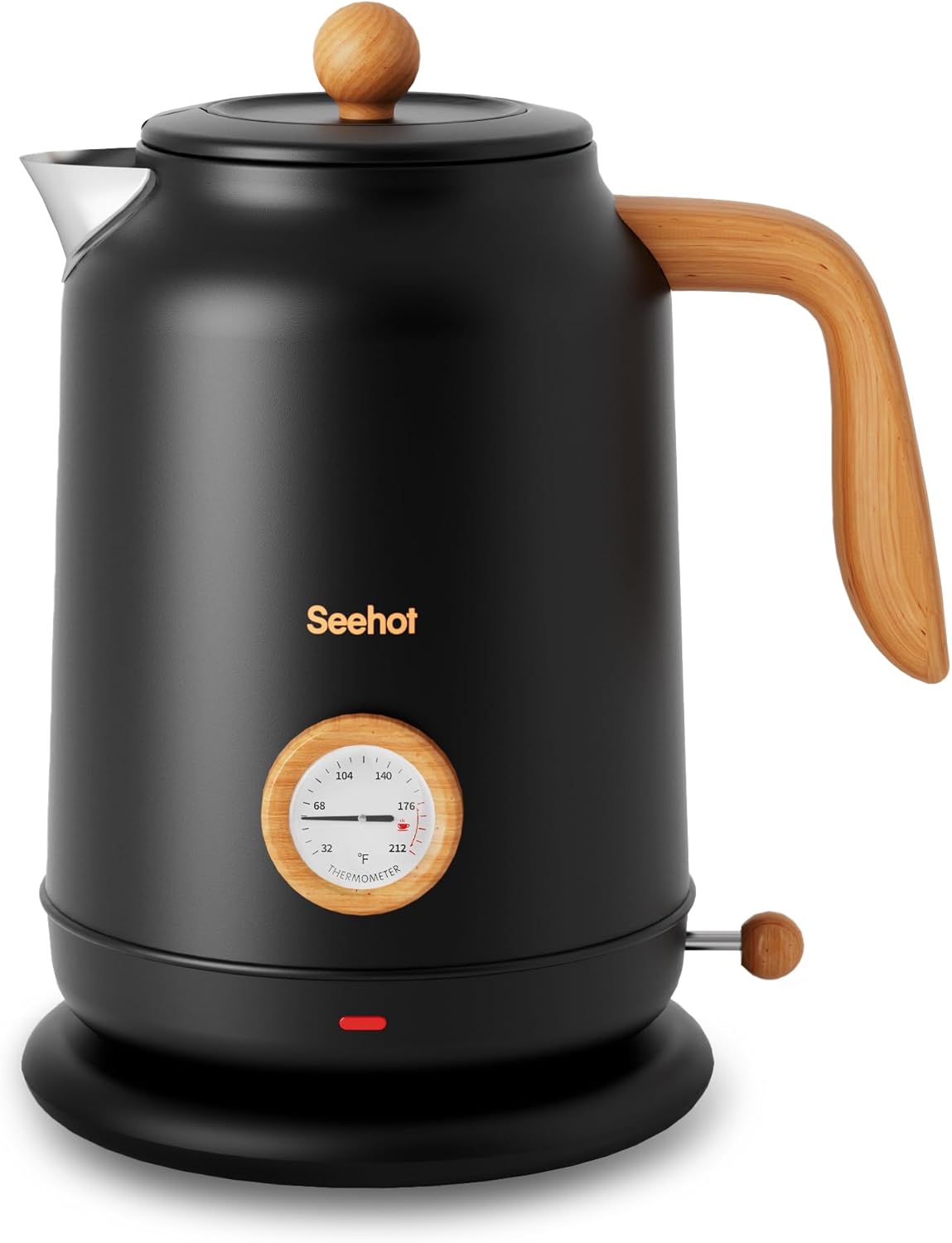 ORANGLES Electric Kettle with Thermometer – 1200W Large Tea Kettle with 304 Stainless Steel, Auto Shut-Off Hot Water Boiler for Coffee & Tea (Black)  - Main Product Image - professional product shot | Buy Electric Kettle with Thermometer – 1200W Large Tea Kettle with 304 Stainless Steel, Auto Shut-Off Hot Water Boiler for Coffee & Tea (Black) online USA | ORANGLES