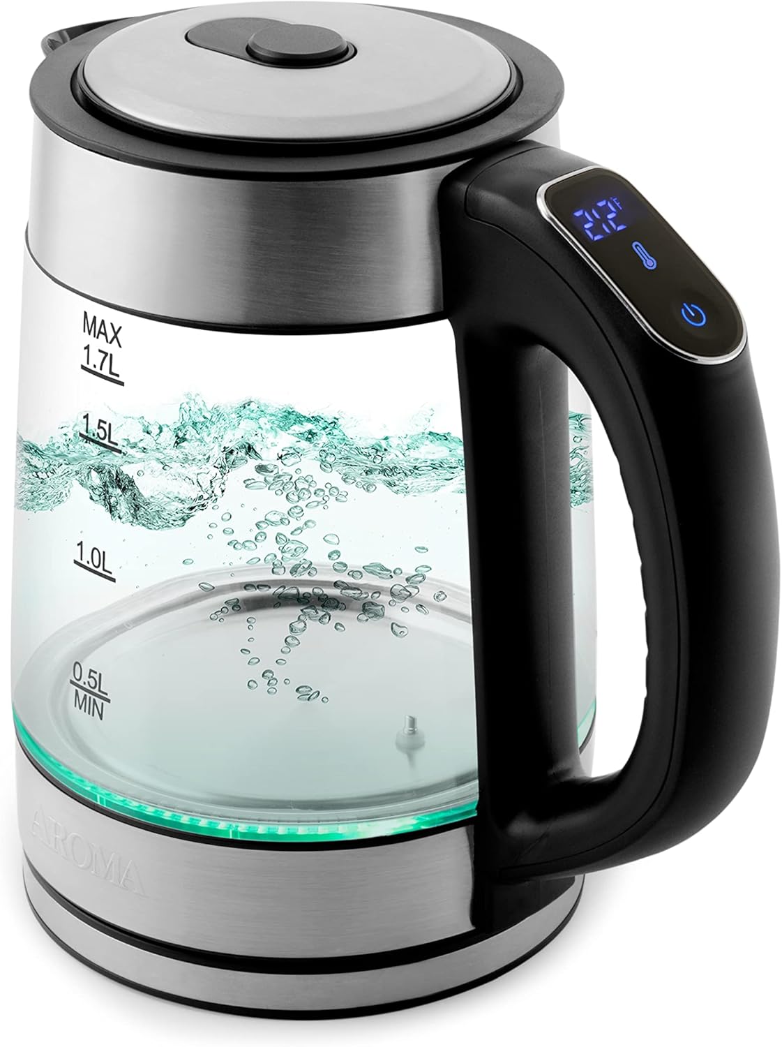 ORANGLES Professional 1.7L / 7-Cup Digital Glass Water Kettle AWK-170D – Fast Boiling Electric Tea Kettle with Digital Controls  - Main Product Image - professional product shot | Buy Professional 1.7L / 7-Cup Digital Glass Water Kettle AWK-170D – Fast Boiling Electric Tea Kettle with Digital Controls online USA | ORANGLES