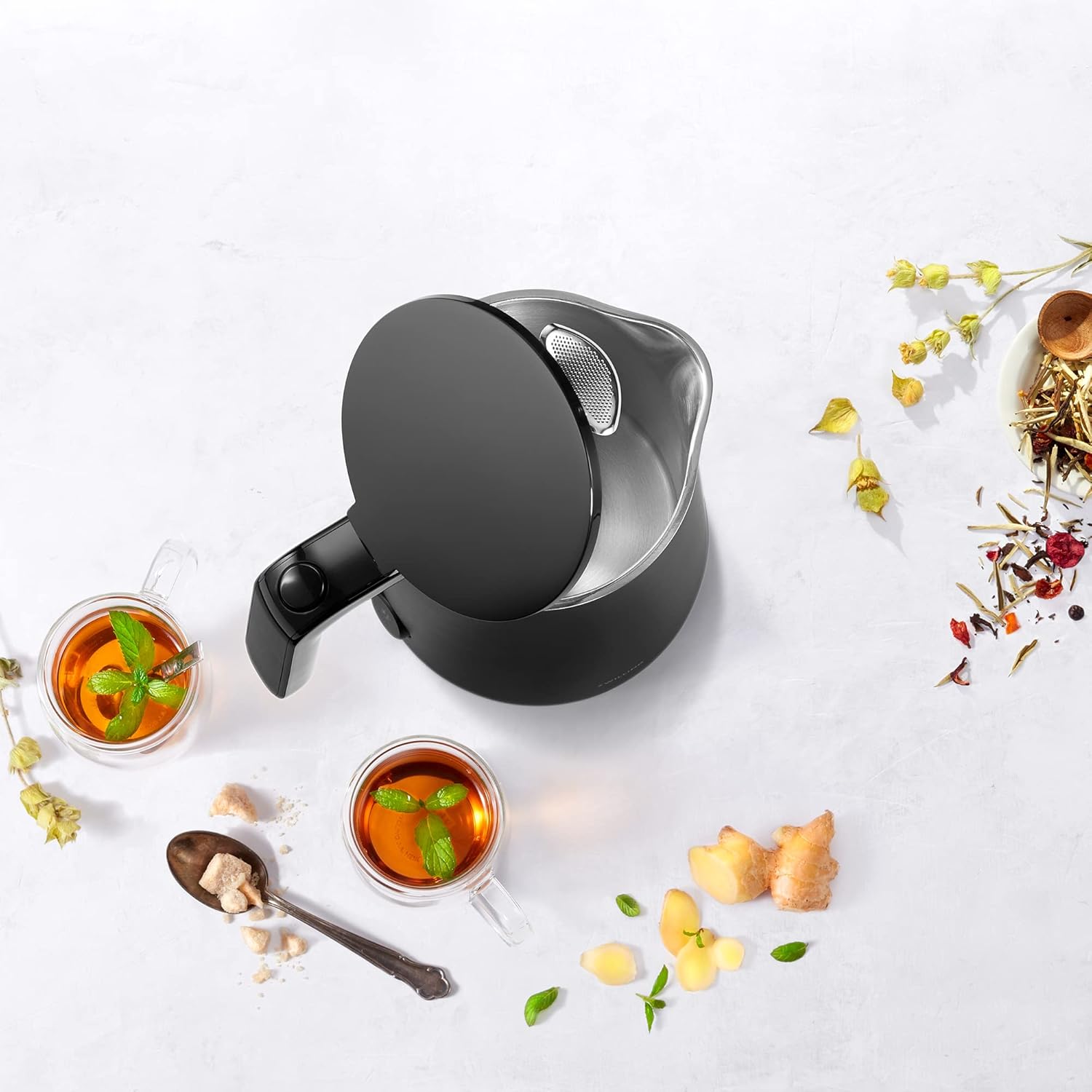 ORANGLES ZWILLING Enfinigy Cool Touch 1-Liter Electric Kettle – Cordless Tea Kettle & Hot Water Boiler with Fast Heating, Modern Black Design - detailed closeup view - Image 3 of 5 | great for travel | Texas | Free Shipping ORANGLES