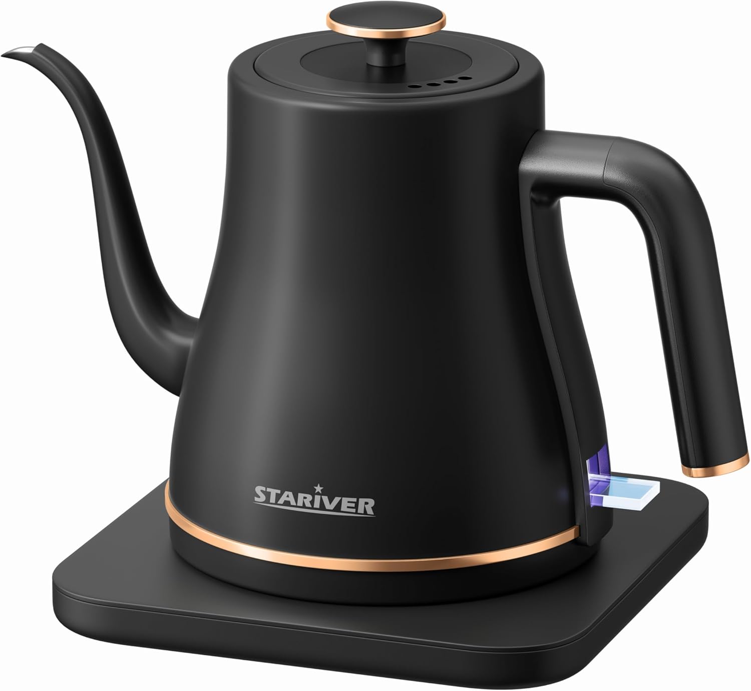 Stariver Gooseneck Electric Kettle 0.8L – Pour Over Coffee & Tea Kettle with Stainless Steel Interior, Auto Shut-Off & Boil-Dry Protection (Black)