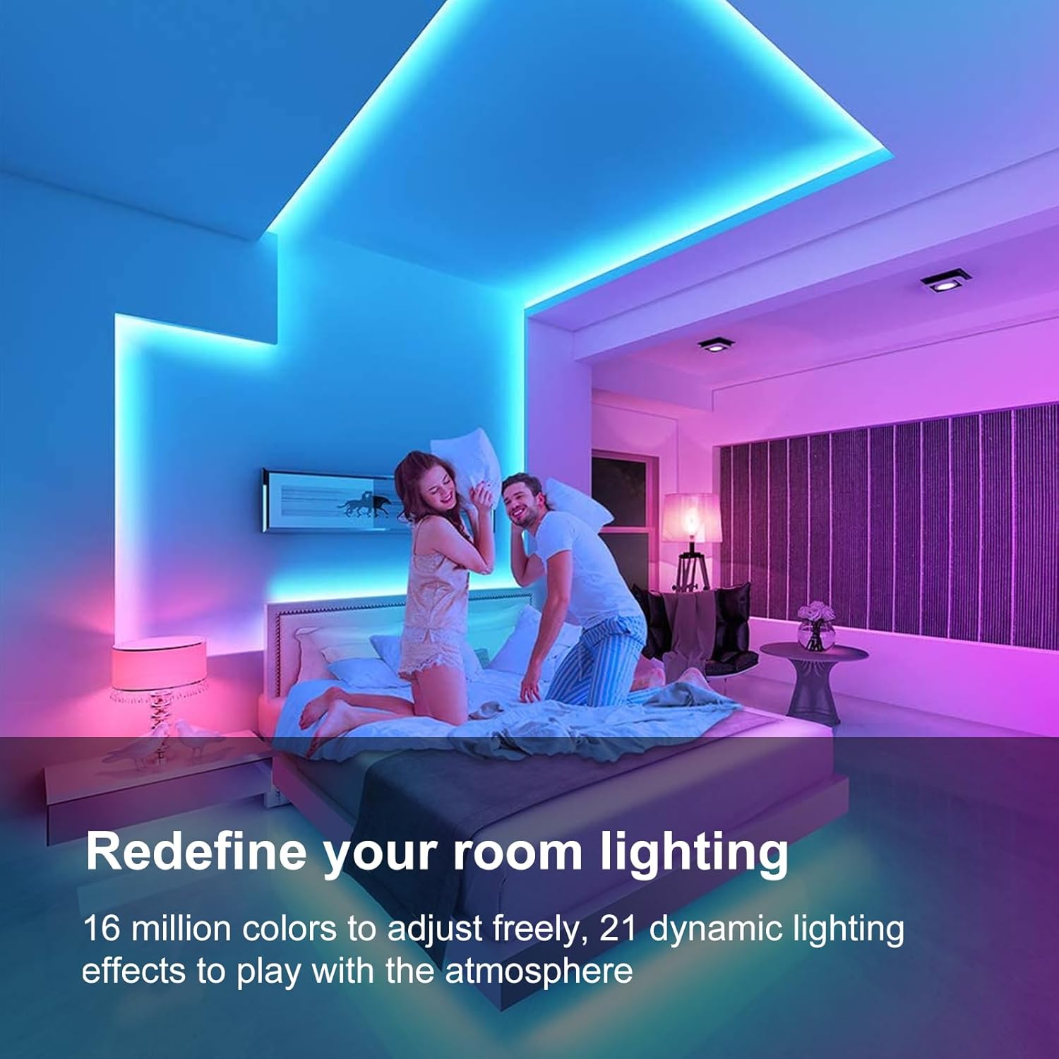ORANGLES 200FT LED Lights for Bedroom – Smart RGB Color Changing Strip Lights with Music Sync, Bluetooth App & Remote Control (2 Rolls of 100FT) - detailed closeup view - Image 3 of 4 | great for travel | Texas | Free Shipping ORANGLES