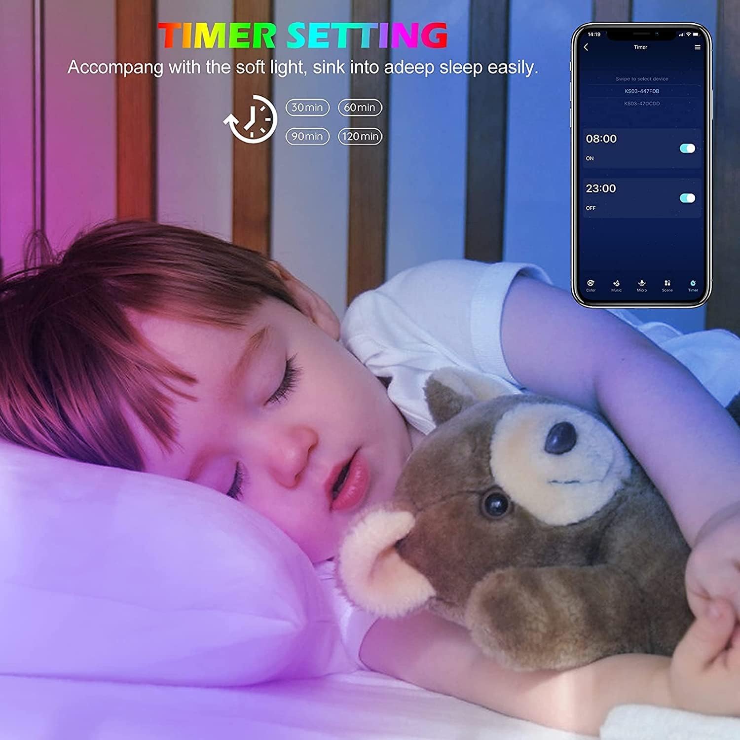 ORANGLES Tenmiro LED Lights for Bedroom 100FT – RGB Music Sync Color Changing Strip Lights with Remote & App Control for Room & Party Decoration - high resolution display - Image 2 of 4 | perfect for office | California | Free Shipping ORANGLES