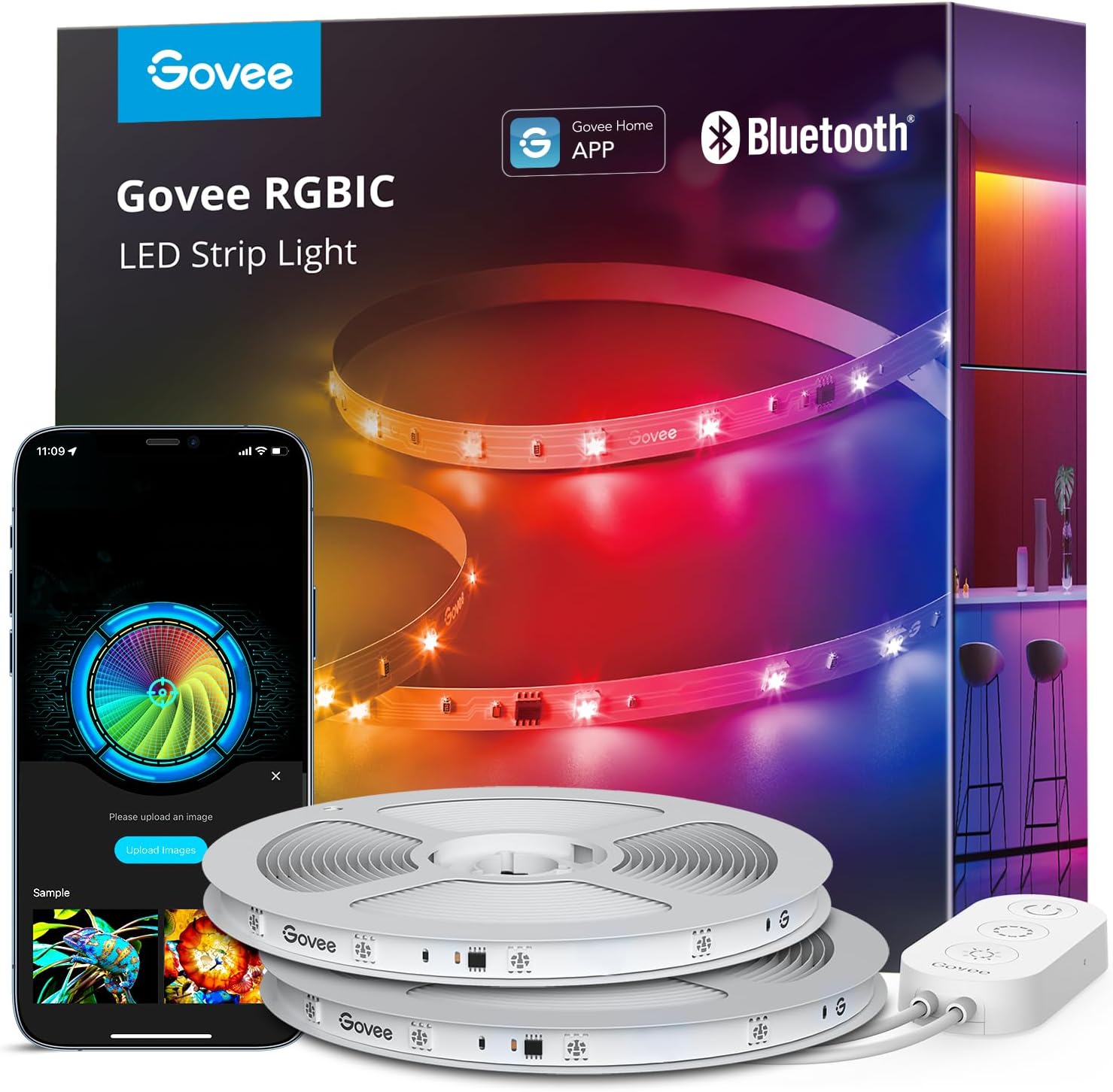 100FT RGBIC LED Strip Lights – Smart Bluetooth LED Lights with APP Control, DIY Multi-Color Lighting for Bedroom Décor (2 Rolls of 50FT)