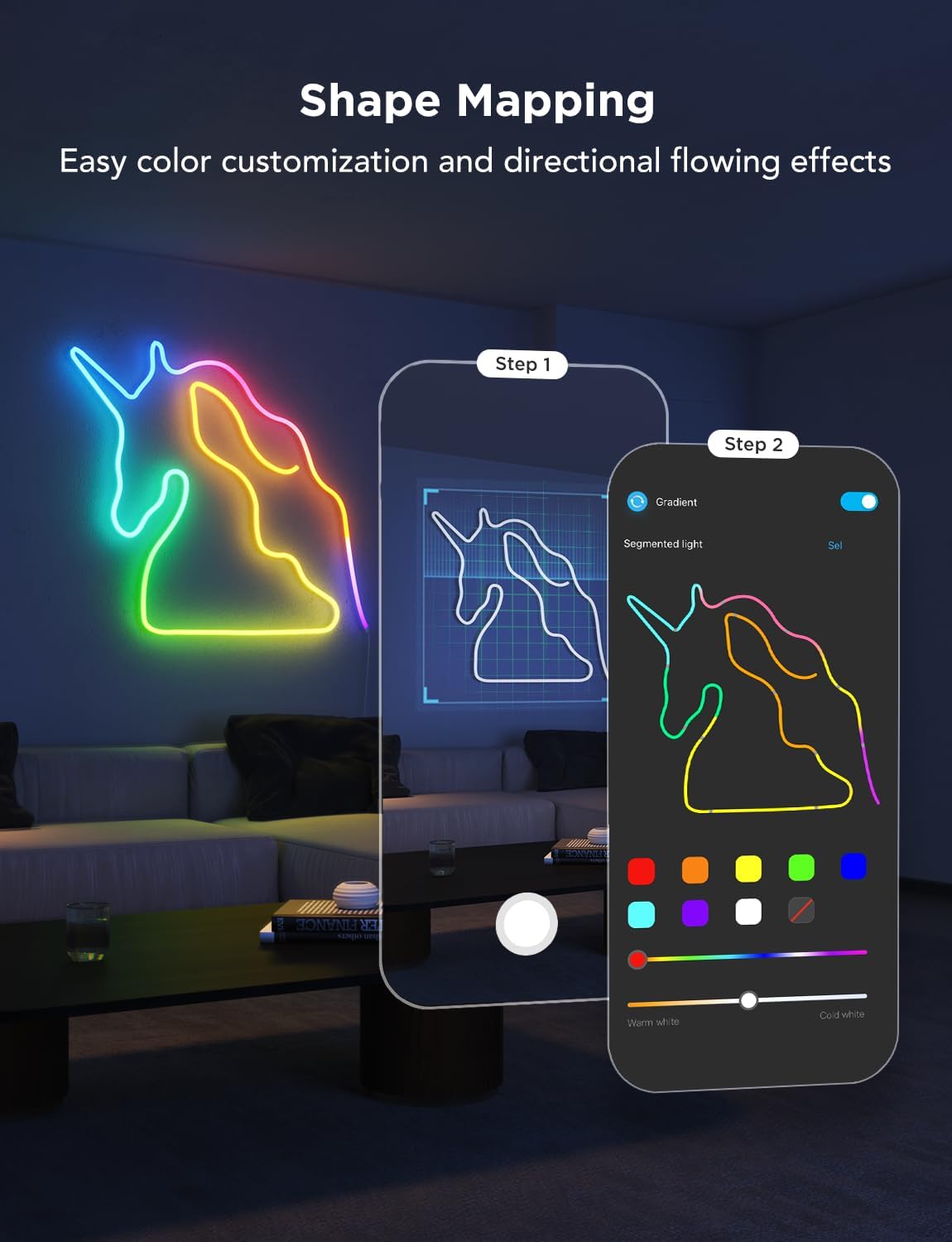 ORANGLES RGBIC Smart Neon Rope Lights 9.8FT – Matter Compatible LED Neon Strip Lights Works with Alexa & Google Assistant for Bedroom & Wall Décor (White) - high resolution display - Image 2 of 5 | perfect for office | California | Free Shipping ORANGLES