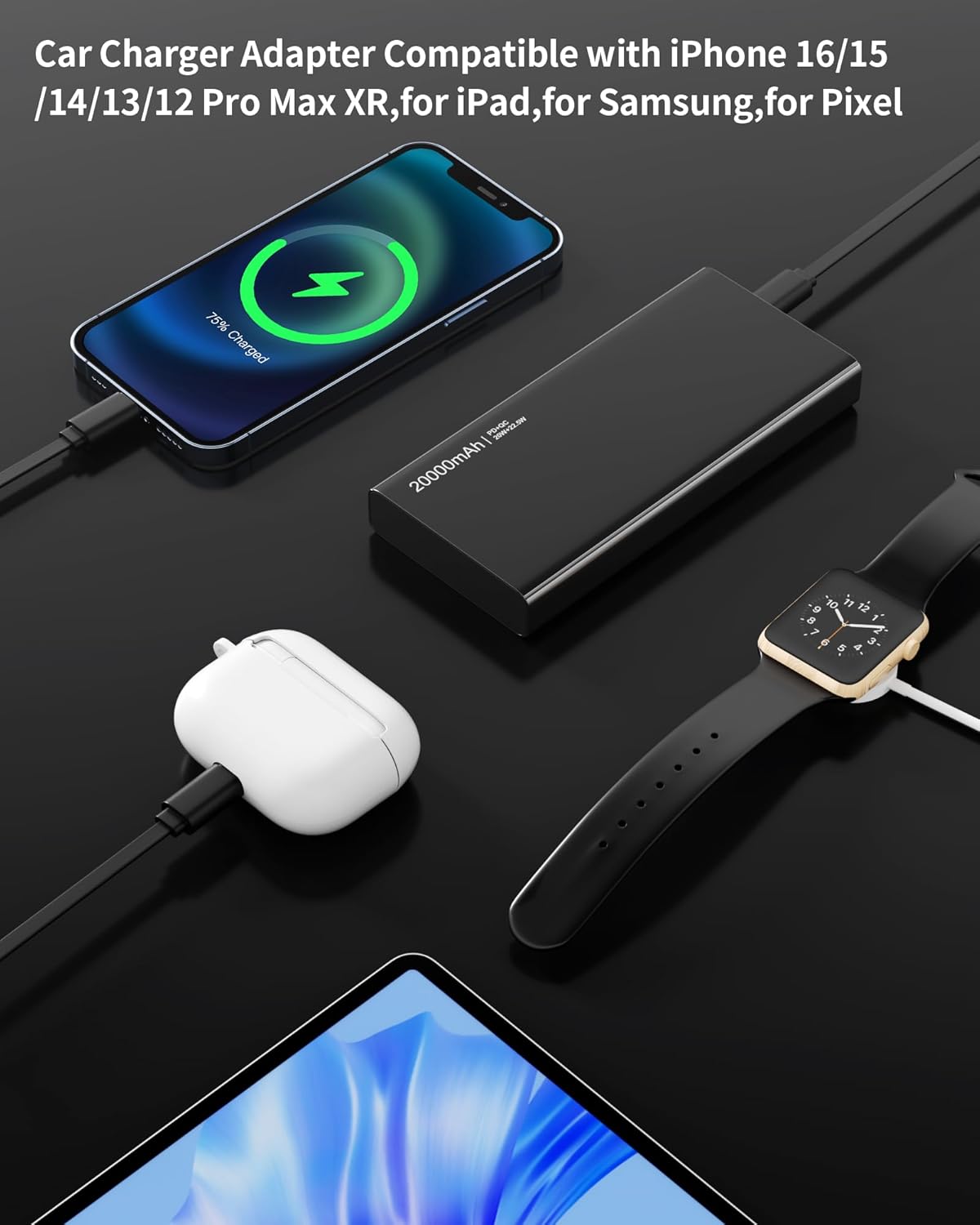 ORANGLES BERTHALESS Retractable Car Charger 4-in-1 – Fast Charging USB-C & USB-A Car Charger for iPhone 17/16/15, Galaxy, Pixel & More - angled perspective - Image 4 of 6 | excellent for daily use | New York | Free Shipping ORANGLES
