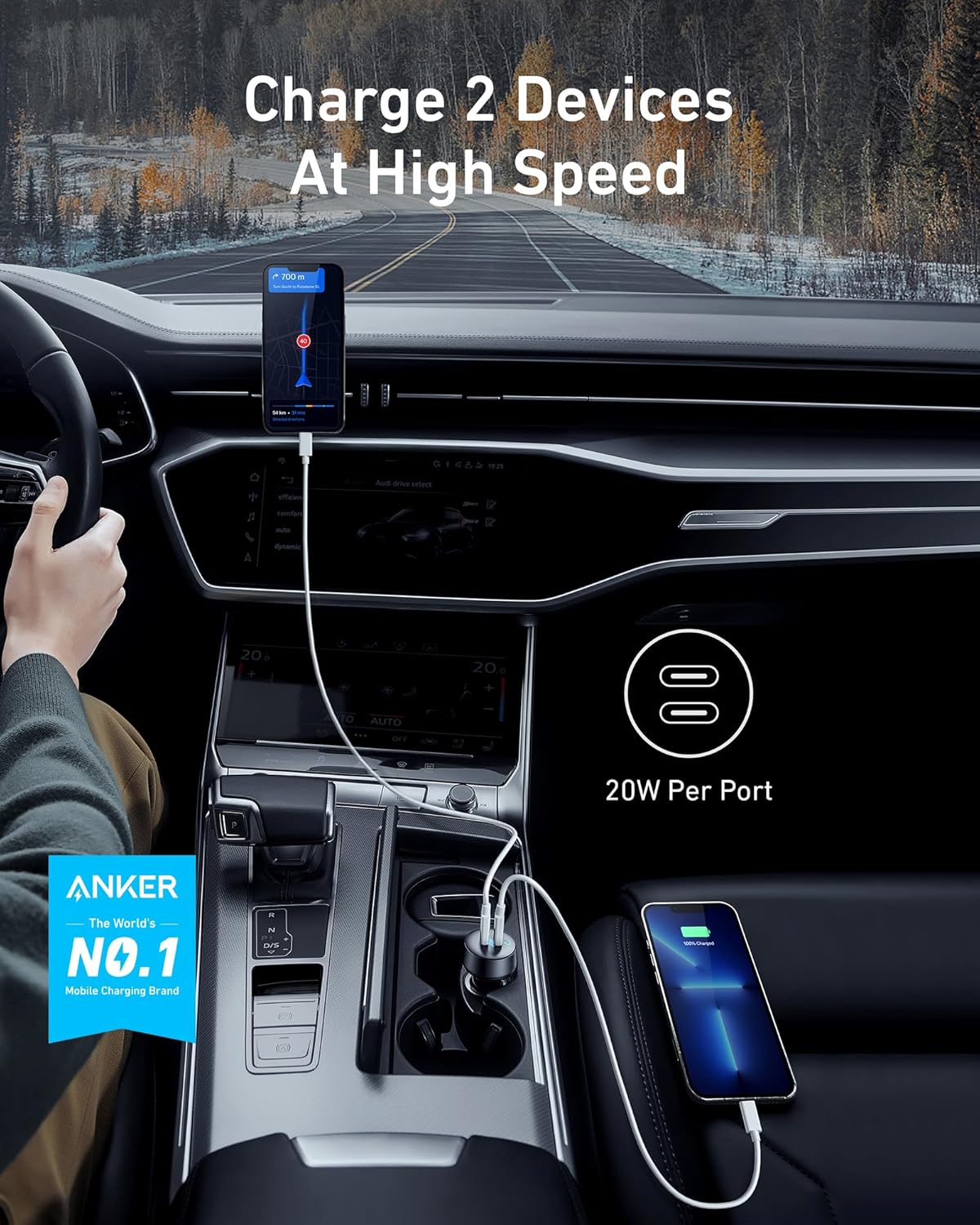 ORANGLES USB C Car Charger 40W – PowerIQ 3.0 2-Port Type-C Fast Car Charger Adapter with Power Delivery for iPhone 17/16/15, Galaxy S24 & AirPods - elegant presentation - Image 6 of 6 | designed for enthusiasts | Illinois | Free Shipping ORANGLES