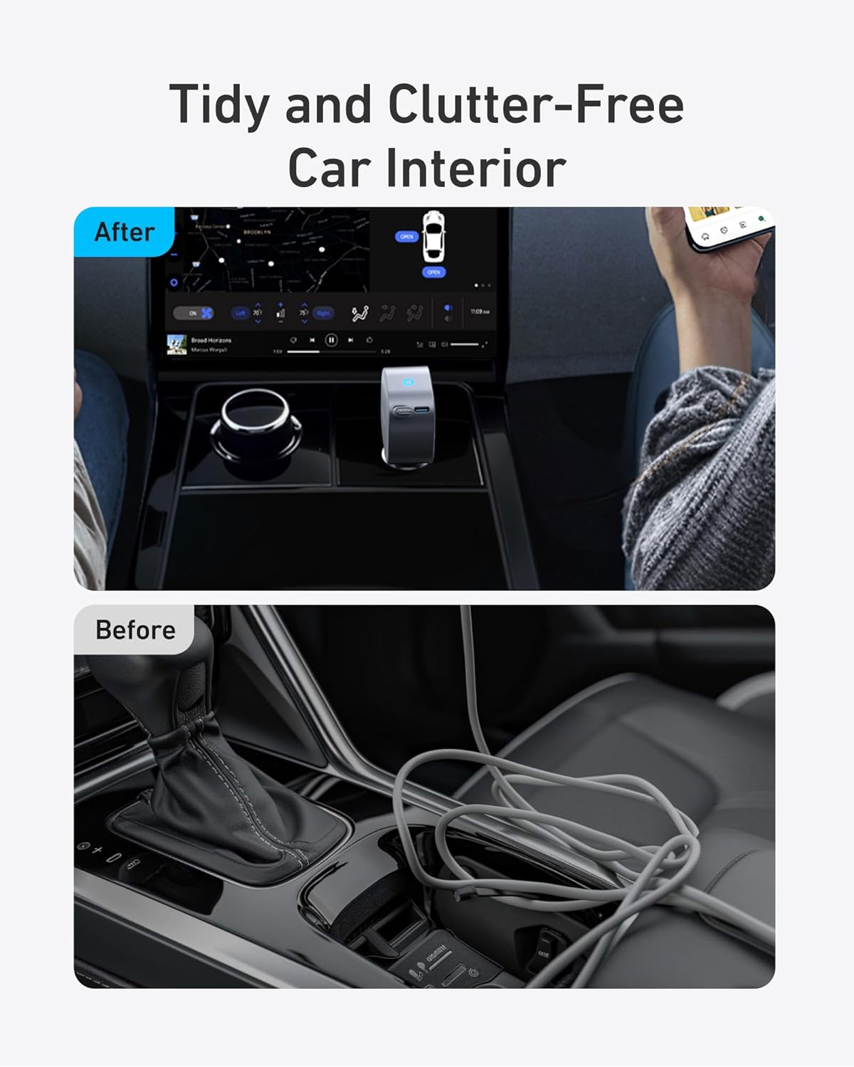 ORANGLES Retractable USB-C Car Charger 75W Max – Fast Charging Car Adapter with Built-In Retractable Cable for iPhone 17/16, Galaxy S25/S24, MacBook & iPad - high resolution display - Image 2 of 5 | perfect for office | California | Free Shipping ORANGLES