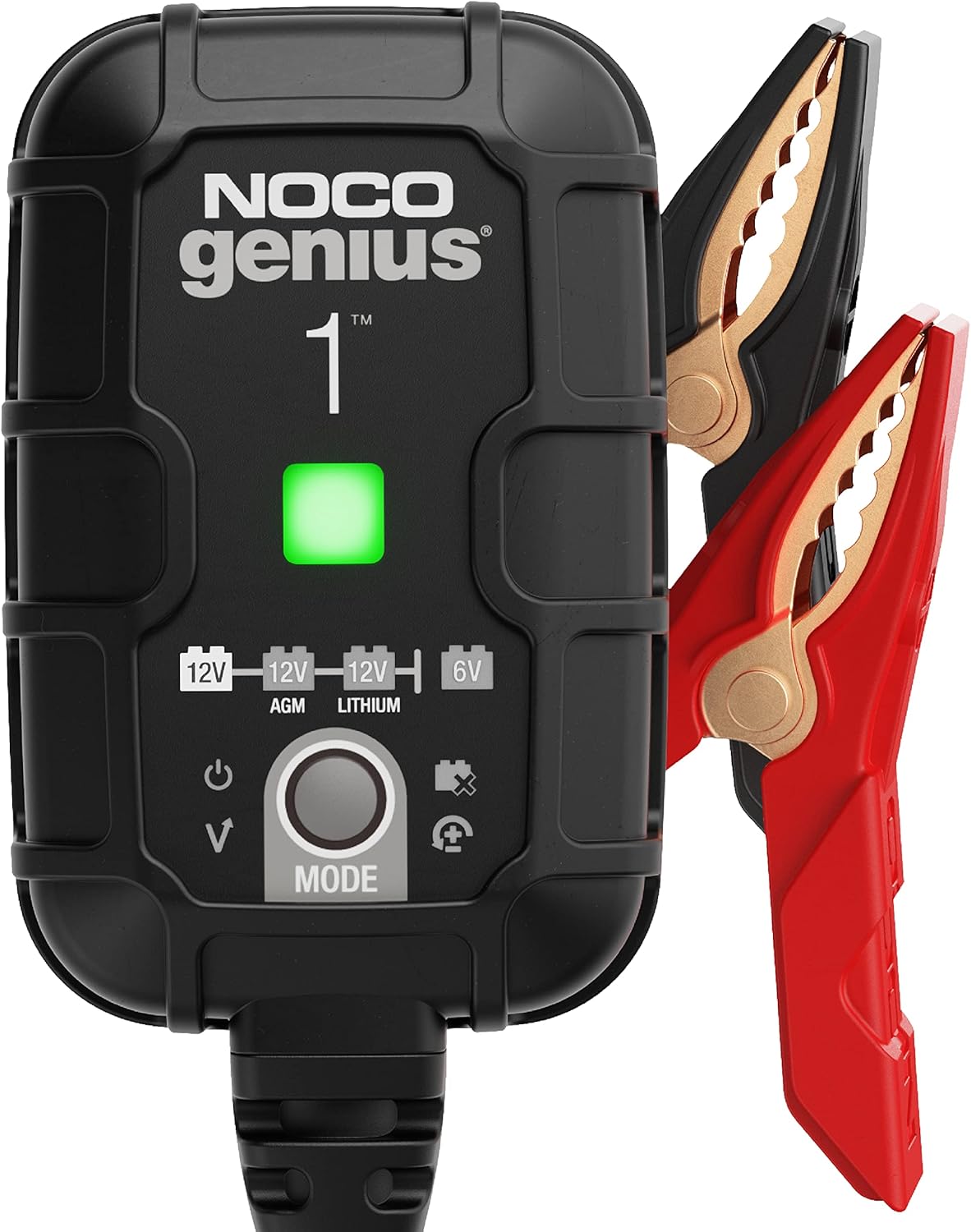 NOCO GENIUS1 1A Smart Battery Charger – 6V/12V Automatic Maintainer, Trickle Charger & Desulfator for Lead-Acid & Lithium Batteries