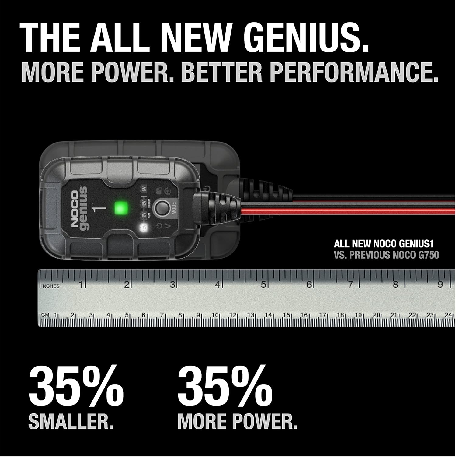 ORANGLES NOCO GENIUS1 1A Smart Battery Charger – 6V/12V Automatic Maintainer, Trickle Charger & Desulfator for Lead-Acid & Lithium Batteries - full product showcase - Image 5 of 5 | suitable for professionals | Florida | Free Shipping ORANGLES
