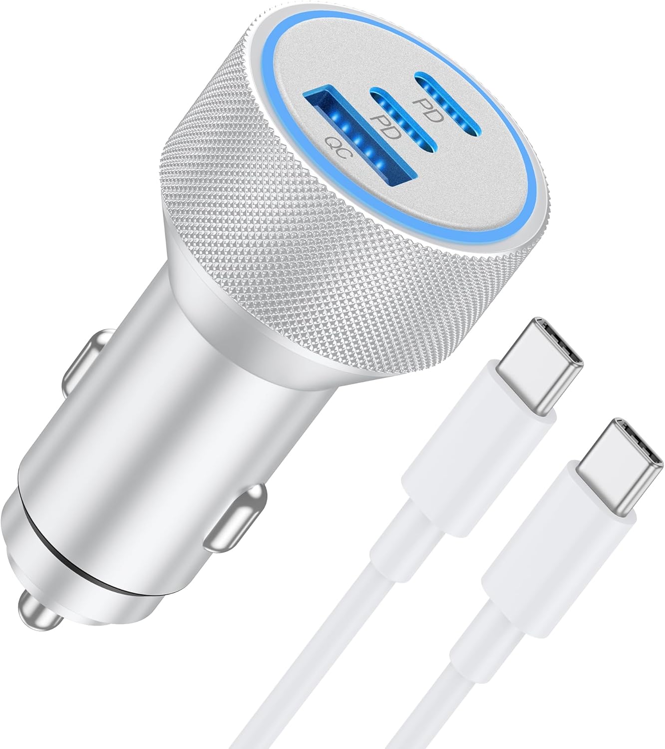 ORANGLES WODENTA 67W USB C Car Charger 3-Port Fast Charging – Cigarette Lighter Adapter with 3FT USB-C Cable for iPhone 17/16/15 Pro Max & iPad - angled perspective - Image 4 of 5 | excellent for daily use | New York | Free Shipping ORANGLES