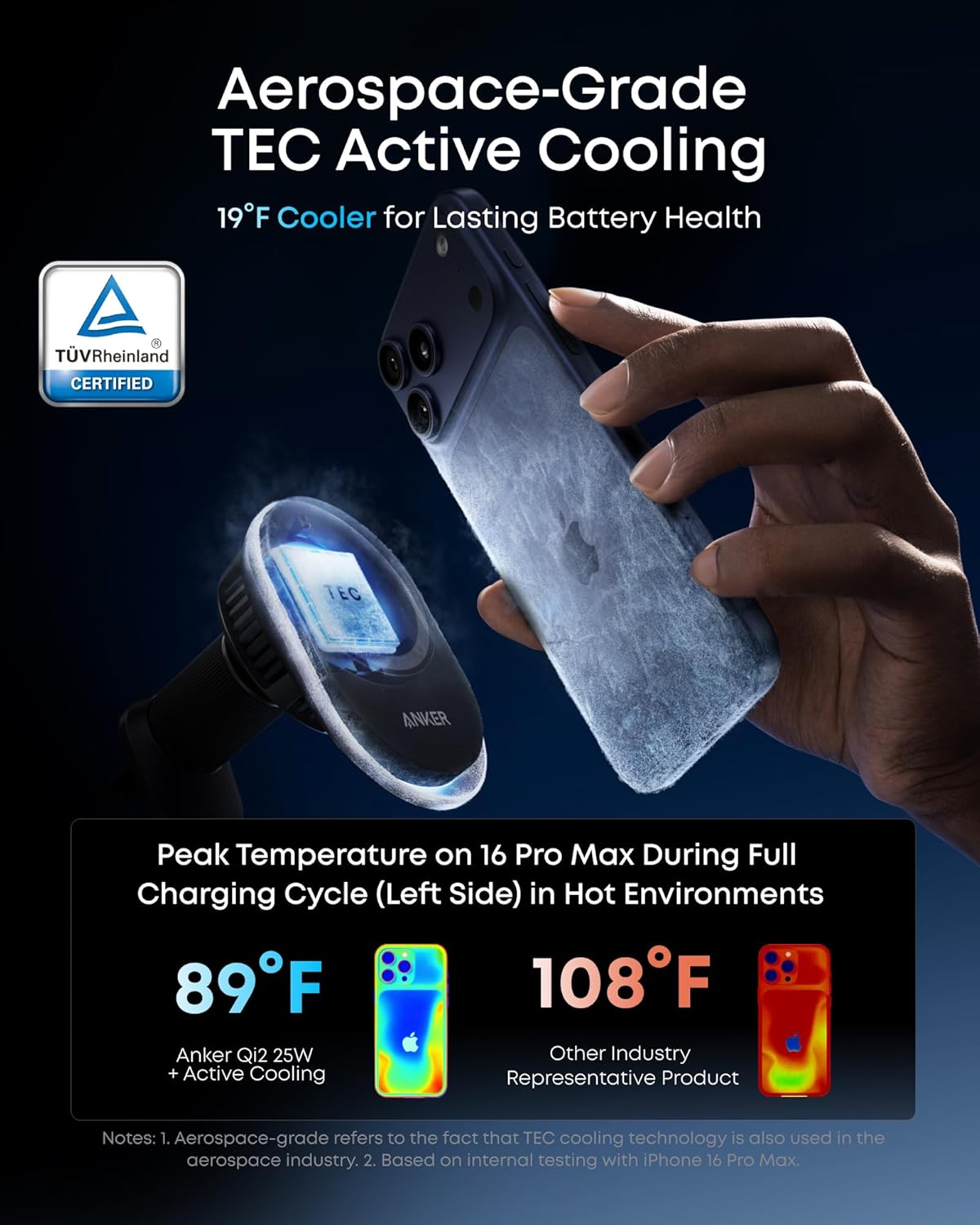 ORANGLES Prime MagSafe Car Mount Charger – Qi2 25W Certified Wireless Fast Charging with AirCool Cooling, Strong Magnetic Air Vent Mount for iPhone 17–12 Series (60W Adapter Included) - high resolution display - Image 2 of 4 | perfect for office | California | Free Shipping ORANGLES