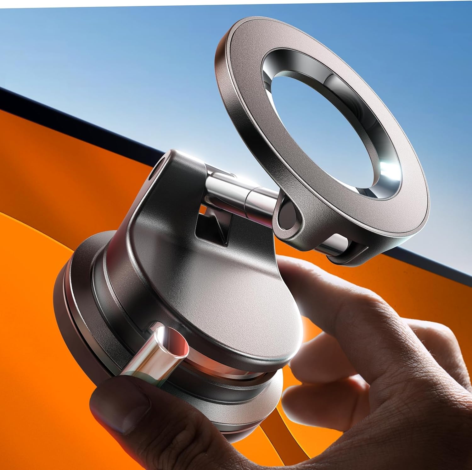 LISEN MagSafe Car Phone Holder – Vacuum Suction Magnetic Car Mount for iPhone 17/16/15/14/13/12, Strong Hold Car Accessories for Dashboard & Windshield