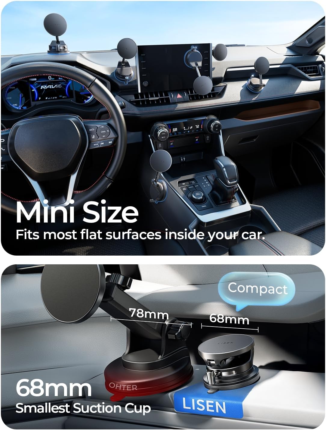 ORANGLES LISEN 15W MagSafe Car Mount Charger – Magnetic Wireless Car Charger & Suction Phone Holder for iPhone 17/16/15/14/13/12 (Truck & Jeep Accessories) - full product showcase - Image 5 of 5 | suitable for professionals | Florida | Free Shipping ORANGLES