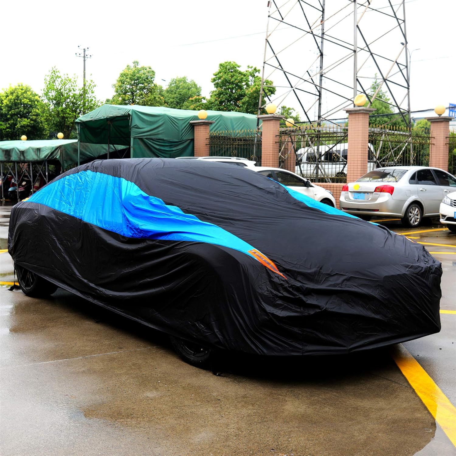 ORANGLES MORNYRAY Waterproof Car Cover for Sedan – All Weather Snowproof UV Protection Windproof Outdoor Full Car Cover (Fits 194-206 Inch Sedans, Blue) - high resolution display - Image 2 of 5 | perfect for office | California | Free Shipping ORANGLES
