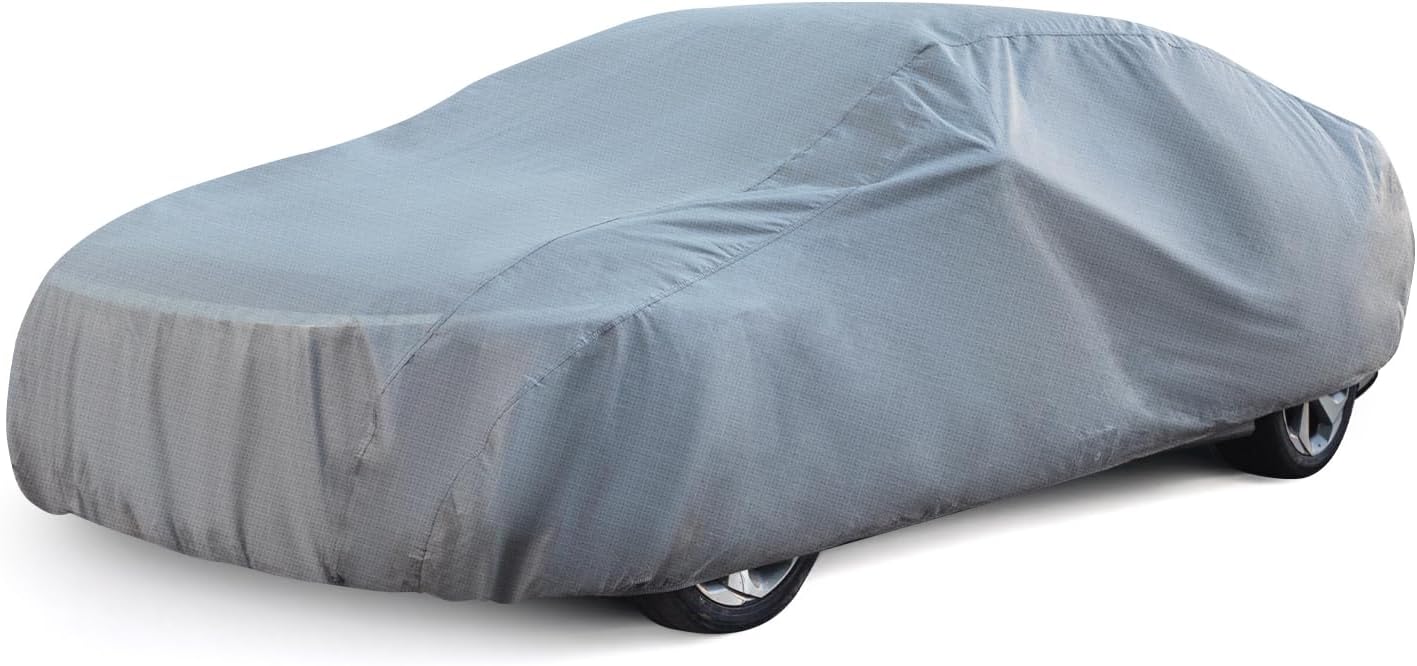 Season Guard Car Cover for Sedans up to 200 Inch – Breathable Lightweight Dustproof Full Exterior Vehicle Cover for Indoor & Light Outdoor Protection (Gray)