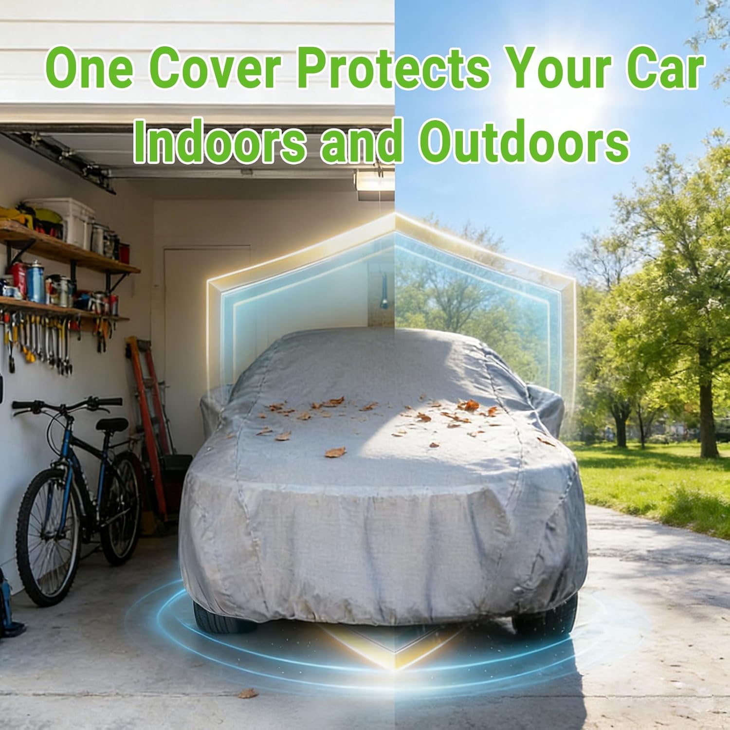 ORANGLES Season Guard Car Cover for Sedans up to 200 Inch – Breathable Lightweight Dustproof Full Exterior Vehicle Cover for Indoor & Light Outdoor Protection (Gray) - high resolution display - Image 2 of 7 | perfect for office | California | Free Shipping ORANGLES