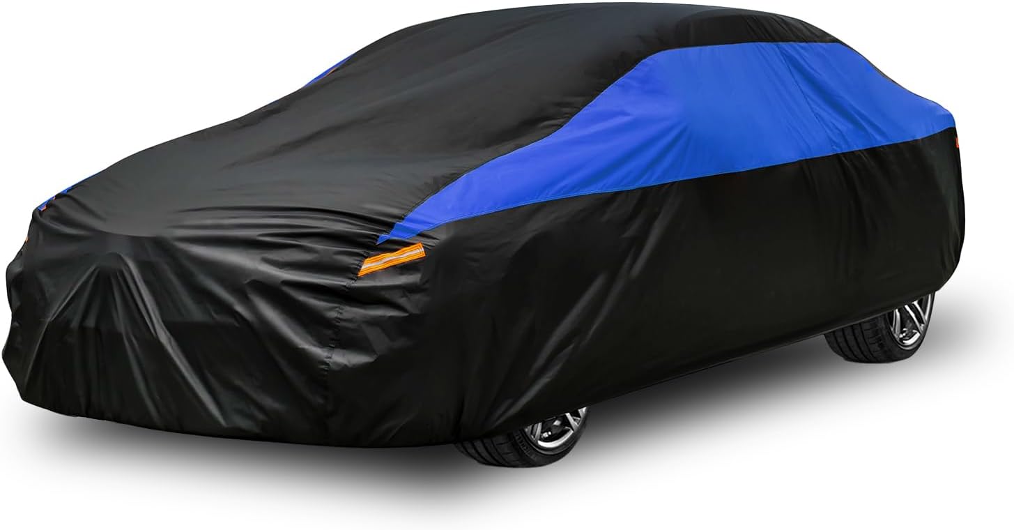 GUNHYI All Weather Waterproof Car Cover – Universal Fit Sedan Cover for Chevrolet Corvette, Ford Fusion, Kia Stinger, Honda Accord & More