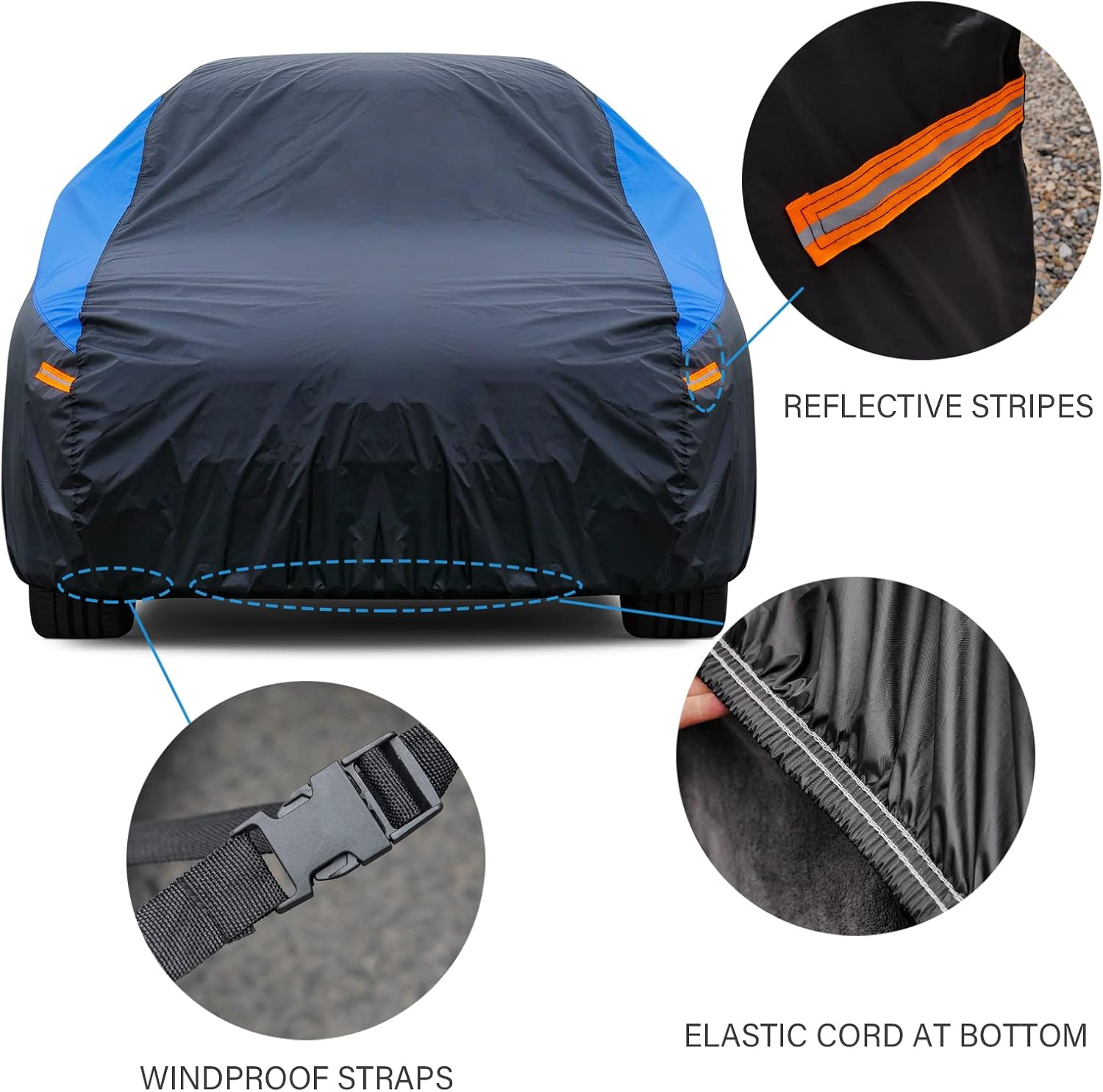 ORANGLES GUNHYI All Weather Waterproof Car Cover – Universal Fit Sedan Cover for Chevrolet Corvette, Ford Fusion, Kia Stinger, Honda Accord & More - high resolution display - Image 2 of 4 | perfect for office | California | Free Shipping ORANGLES