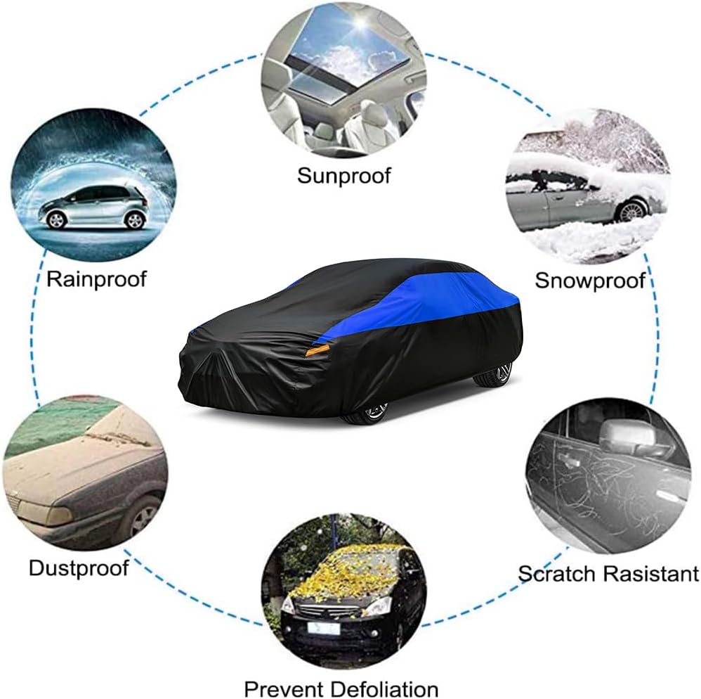 ORANGLES GUNHYI All Weather Waterproof Car Cover – Universal Fit Sedan Cover for Chevrolet Corvette, Ford Fusion, Kia Stinger, Honda Accord & More - detailed closeup view - Image 3 of 4 | great for travel | Texas | Free Shipping ORANGLES