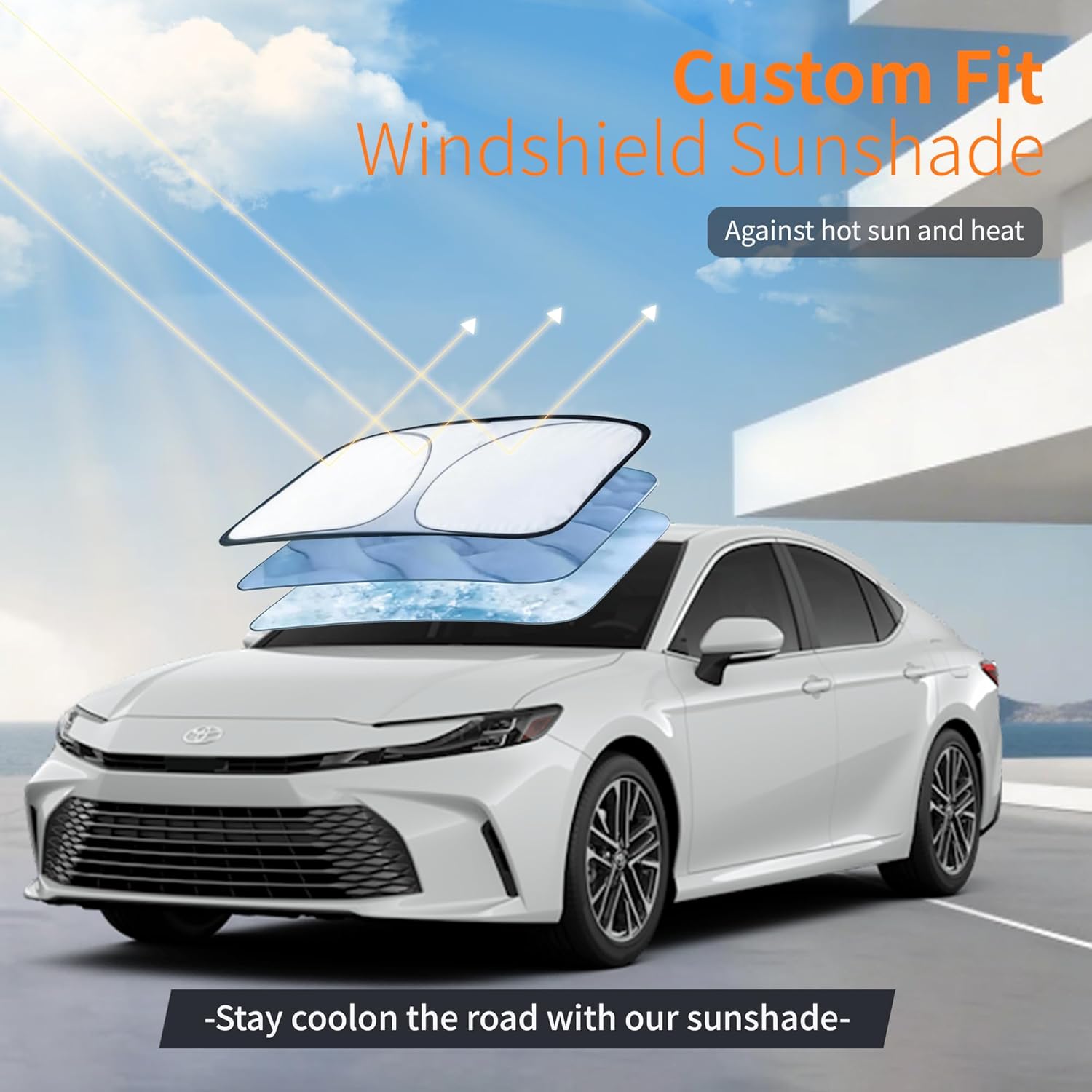 ORANGLES Waterproof Car Cover All-Weather – Heavy Duty Outdoor Full Exterior Sedan Cover with Sun Visor, Zipper Door & Storage Bag for 186-193 Inch Sedans (Black) - high resolution display - Image 2 of 5 | perfect for office | California | Free Shipping ORANGLES