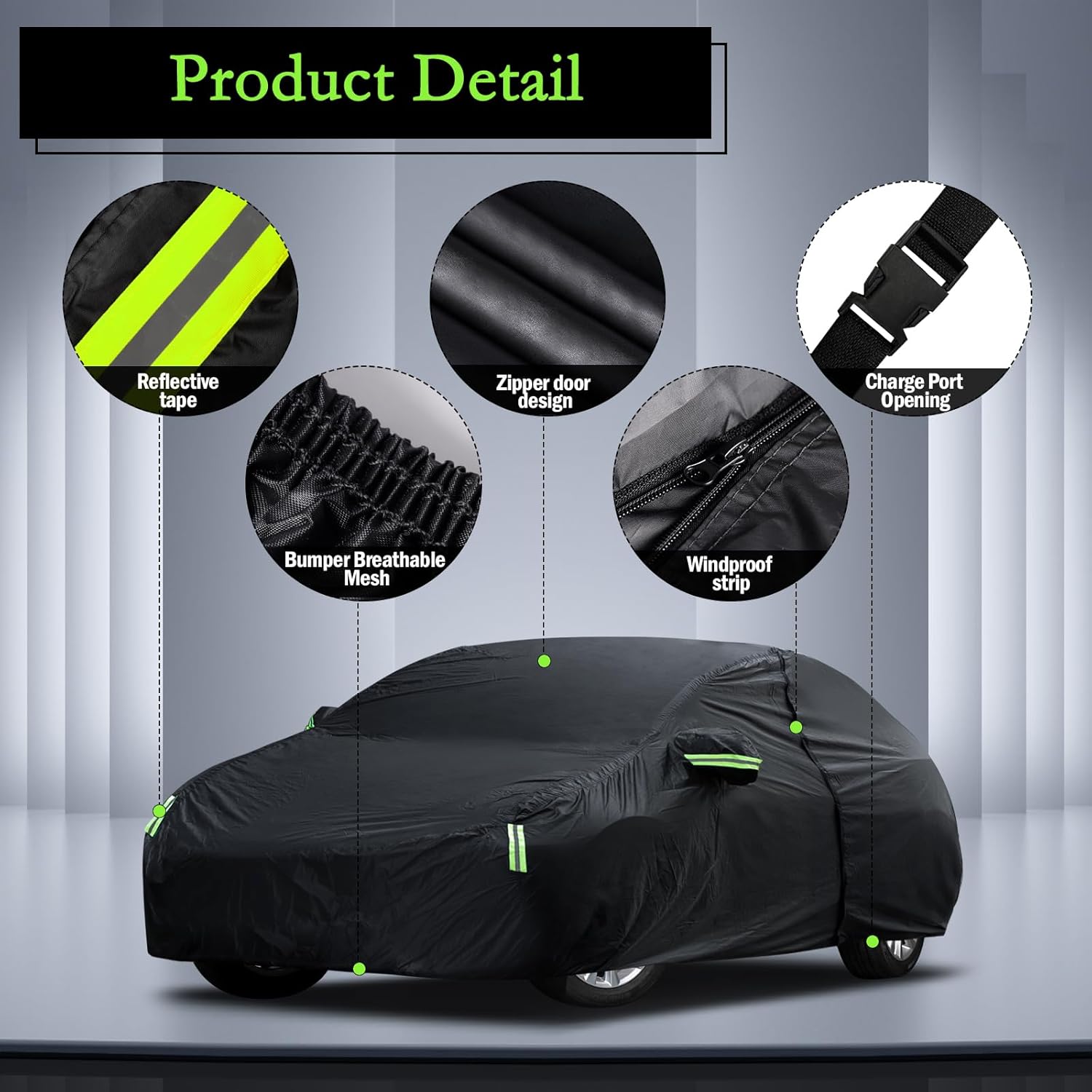 ORANGLES Custom Fit Waterproof Car Cover for Toyota Corolla 2000–2025 & Honda Civic 1991–2025 – All Weather Full Exterior Cover with Door Zipper & Sun Protection - angled perspective - Image 4 of 4 | excellent for daily use | New York | Free Shipping ORANGLES