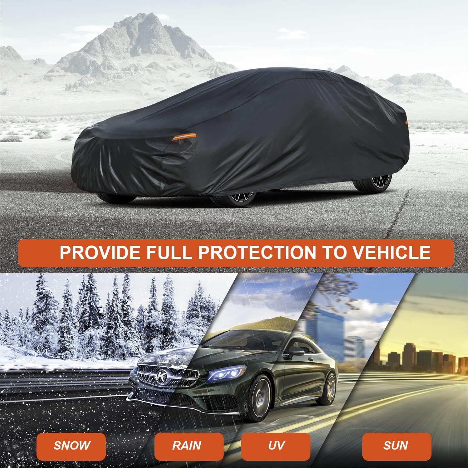 ORANGLES Kayme 7 Layers Waterproof Car Cover for Coupe – All Weather Outdoor Full Cover for Porsche 718 Cayman, Nissan 370Z, Toyota 86 & More (Up to 177 Inch) - high resolution display - Image 2 of 5 | perfect for office | California | Free Shipping ORANGLES