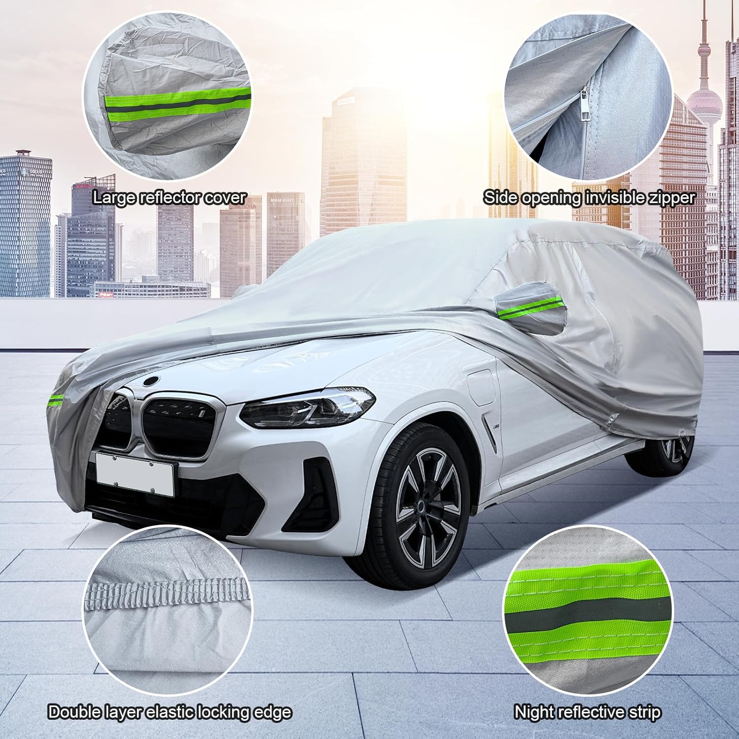ORANGLES 6 Layers Full SUV Car Cover – Waterproof All Weather Outdoor Vehicle Cover with Sunshield, Snow Proof, UV Protection & Reflective Strips for SUVs 181-190 Inch - high resolution display - Image 2 of 4 | perfect for office | California | Free Shipping ORANGLES