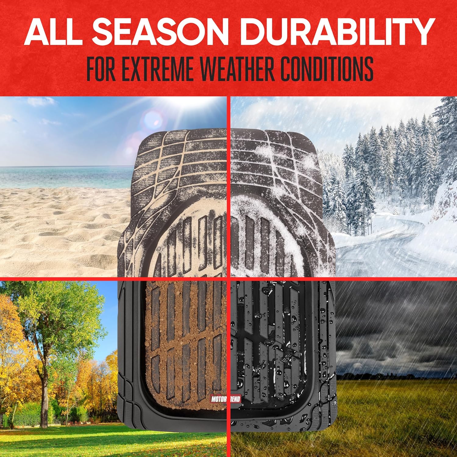 ORANGLES Motor Trend FlexTough Floor Mats for Cars – Deep Dish All-Weather Waterproof Trim-to-Fit Floor Liners for Cars, Trucks & SUVs (Black) - high resolution display - Image 2 of 4 | perfect for office | California | Free Shipping ORANGLES