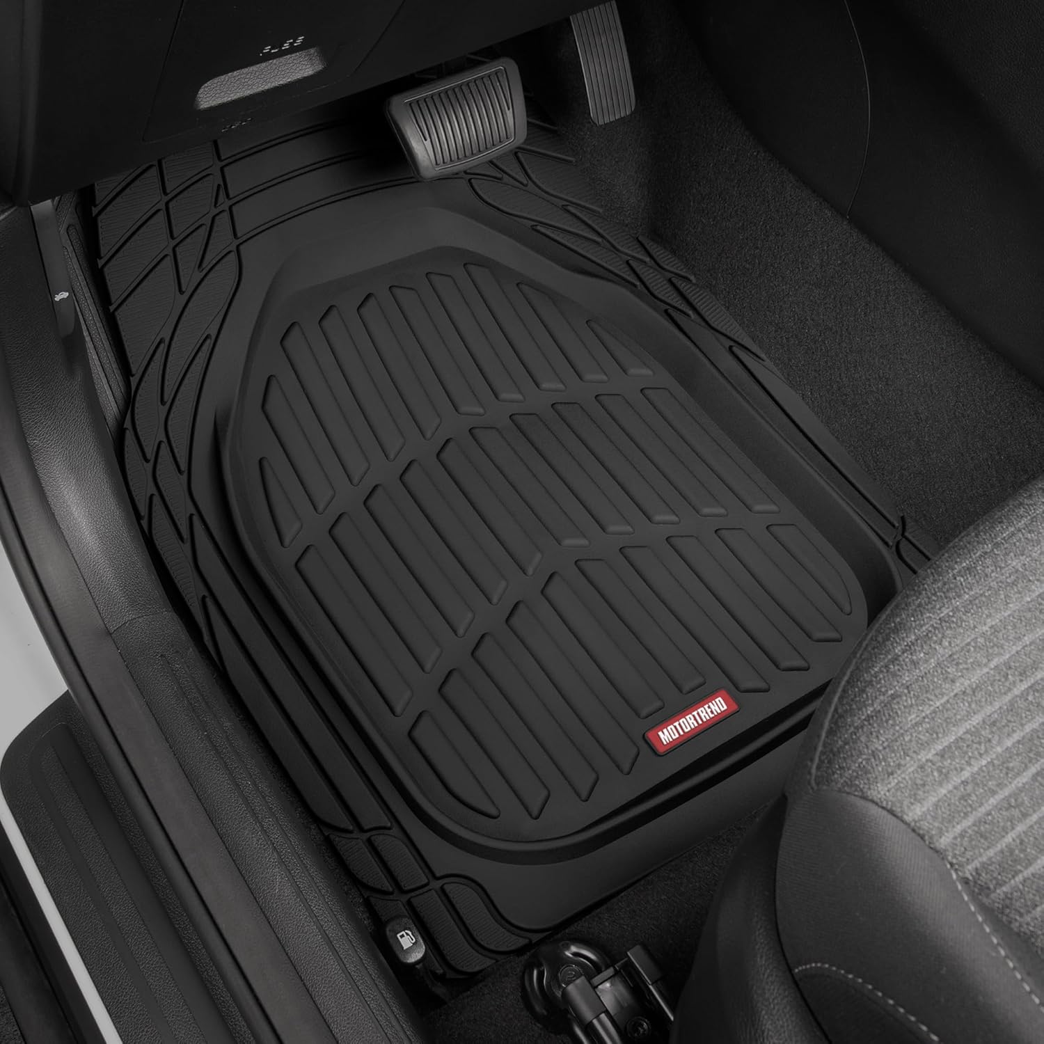 ORANGLES Motor Trend FlexTough Floor Mats for Cars – Deep Dish All-Weather Waterproof Trim-to-Fit Floor Liners for Cars, Trucks & SUVs (Black) - angled perspective - Image 4 of 4 | excellent for daily use | New York | Free Shipping ORANGLES