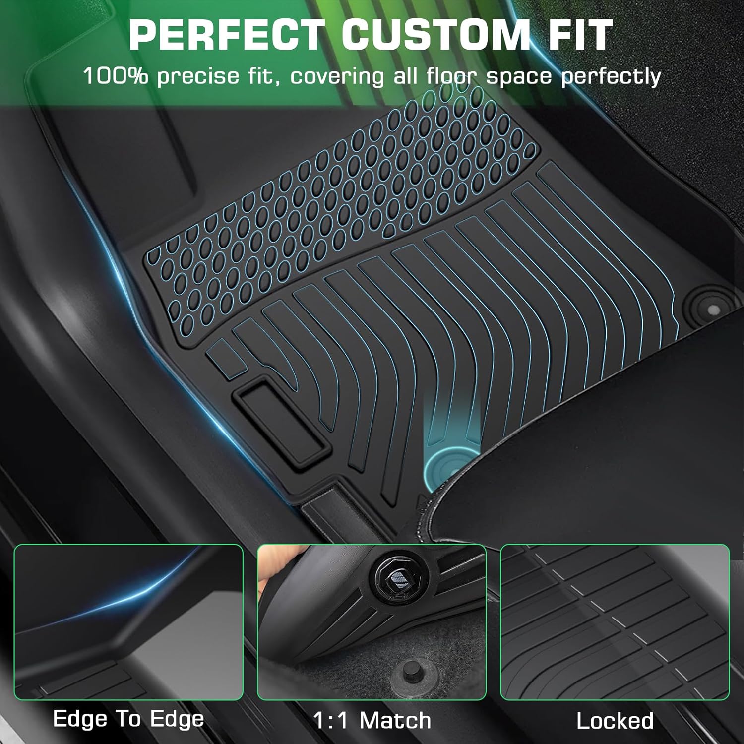ORANGLES Custom Fit Floor Mats for Toyota Sienna 2013–2020 8 Seater – 3 Row All Weather Waterproof Anti-Slip Floor Liners & Cargo Mat Set - full product showcase - Image 5 of 5 | suitable for professionals | Florida | Free Shipping ORANGLES