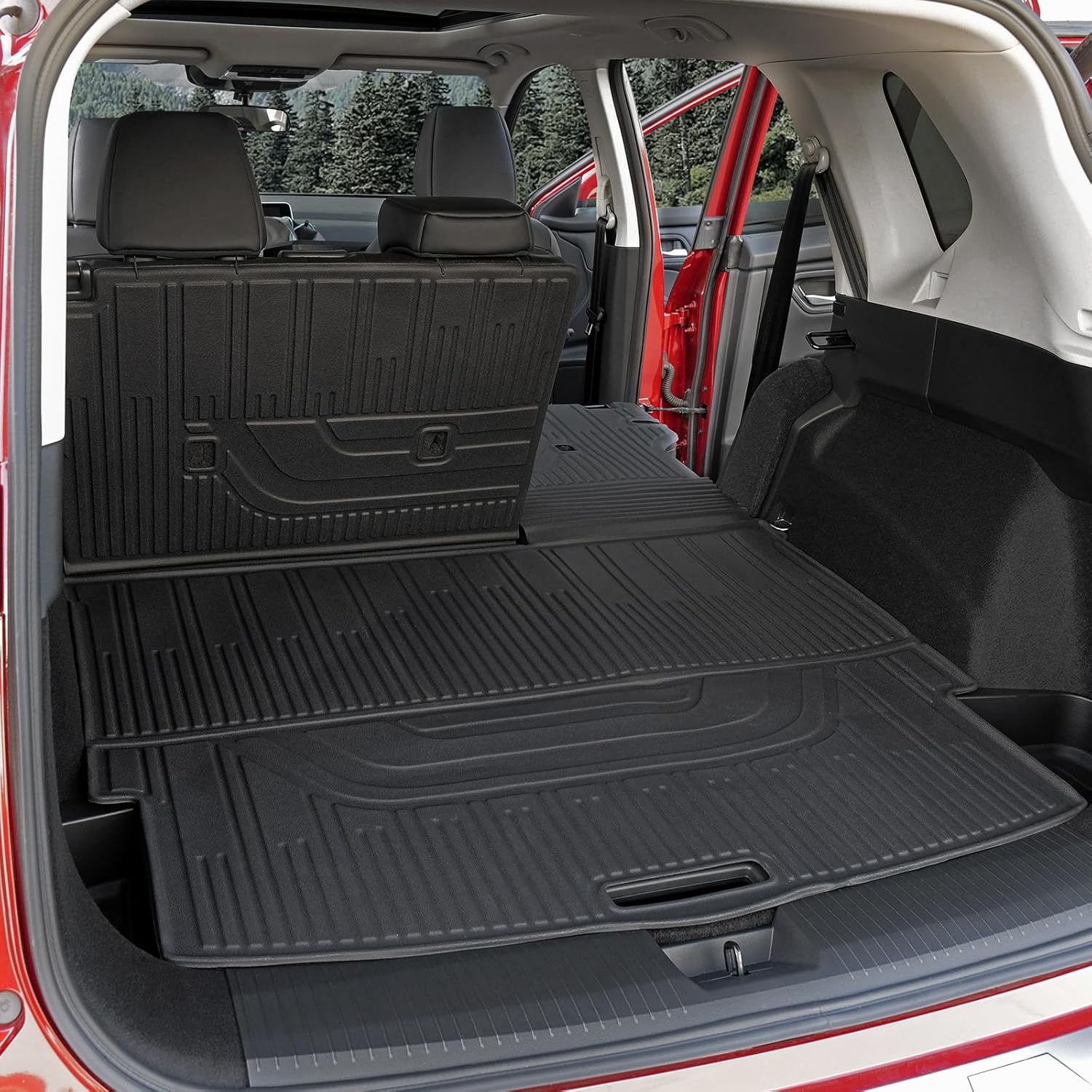 ORANGLES Full Coverage Floor Mats Set for Nissan Rogue 2021–2026 – All Weather Floor Mats, Cargo Mat, Backrest Protectors & Door Sill Guards (Not for Sport Models) - angled perspective - Image 4 of 6 | excellent for daily use | New York | Free Shipping ORANGLES