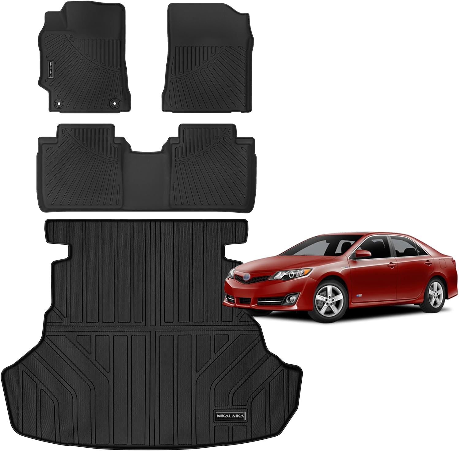 All Weather Floor Mats & Cargo Liners for Toyota Camry 2012–2017 (Non-Hybrid) – TPE Rubber Full Set Floor Liners & Trunk Mat Accessories
